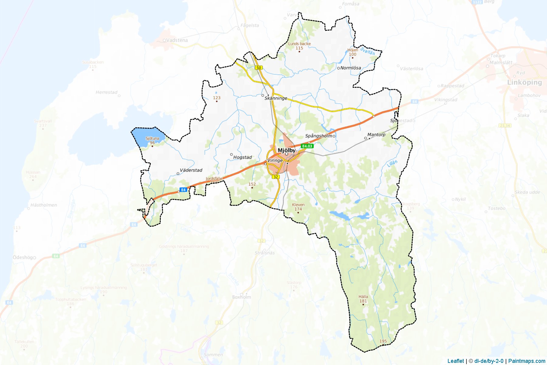 Mjolby (Östergötland ili) Haritası Örnekleri-1