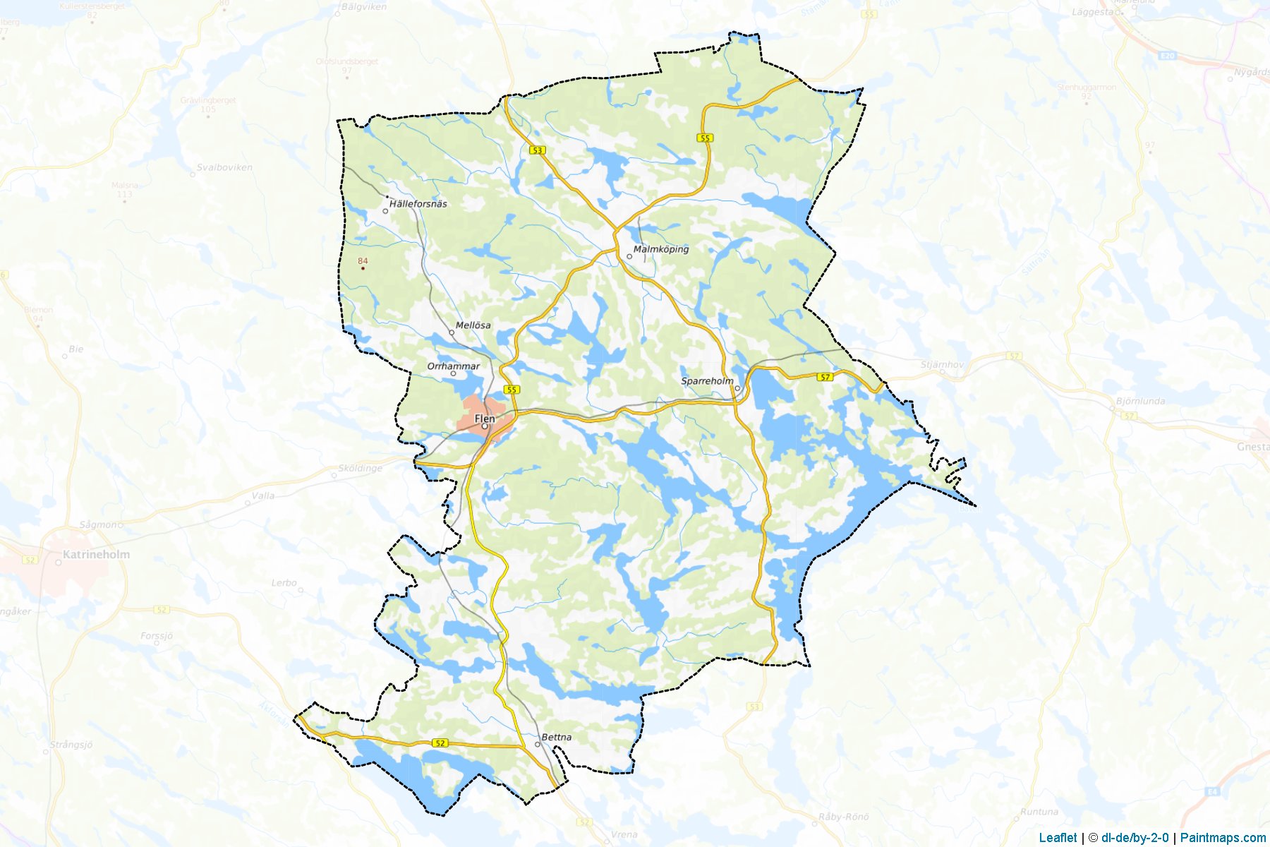 Muestras de recorte de mapas Flen (Sodermanland)-1