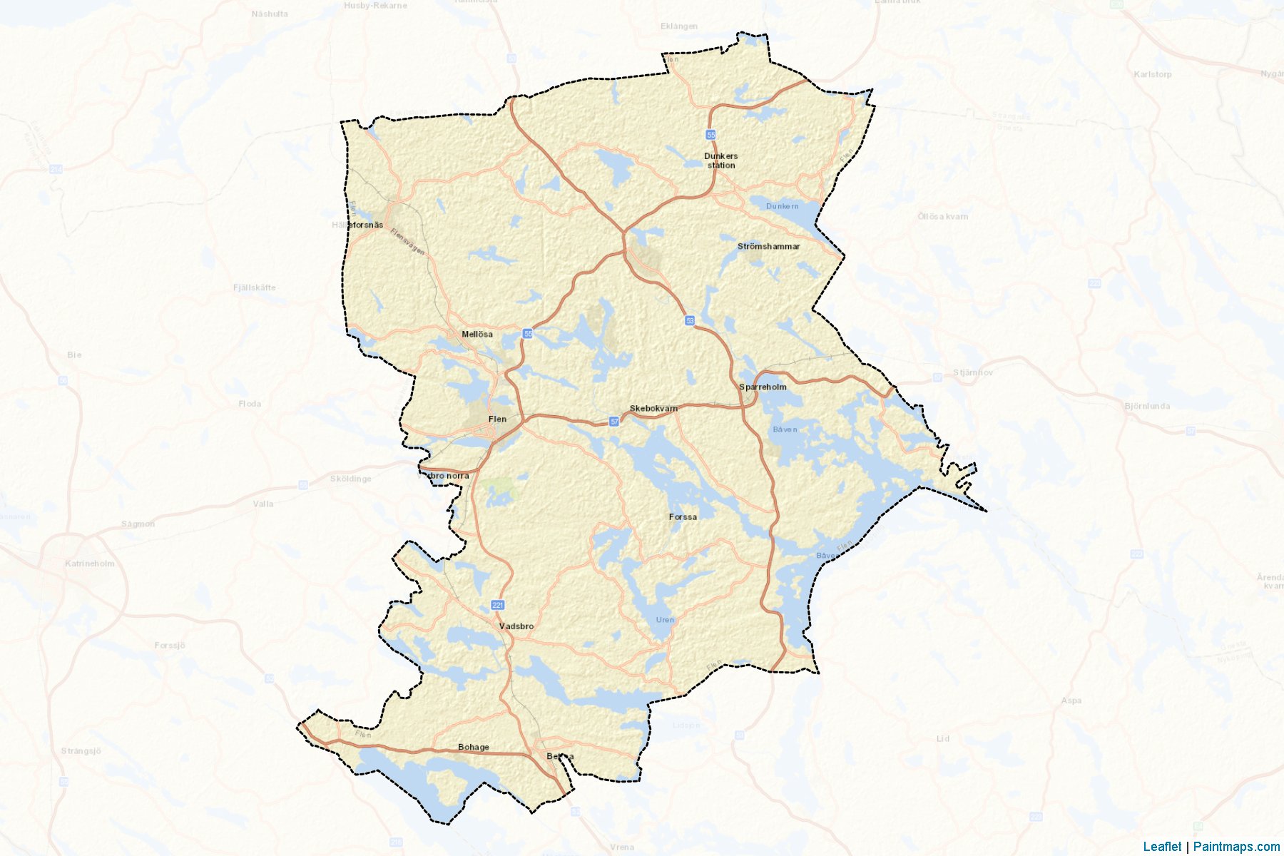 Muestras de recorte de mapas Flen (Sodermanland)-2