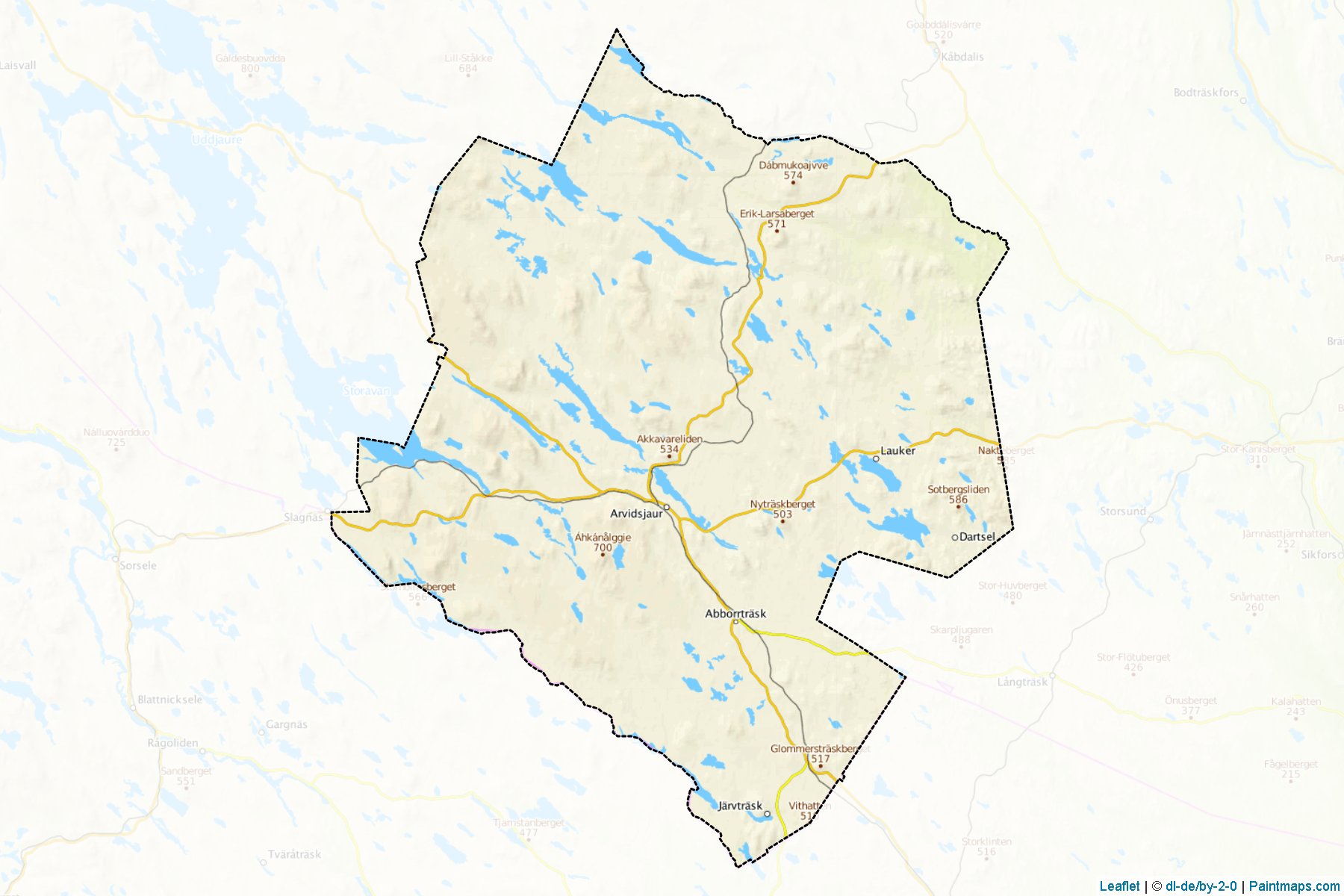 Muestras de recorte de mapas Arvidsjaur (Norrbotten)-1