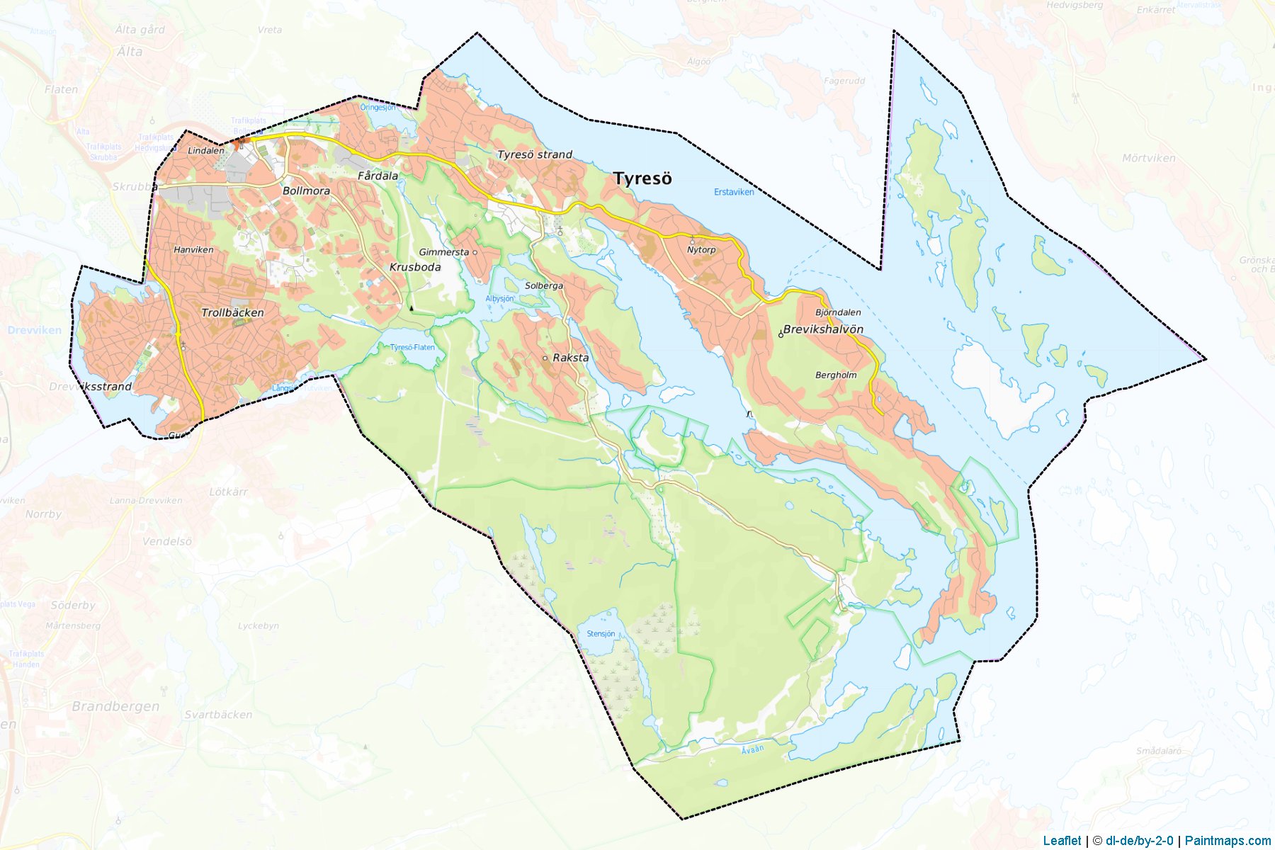 Muestras de recorte de mapas Tyreso (Stockholm)-1