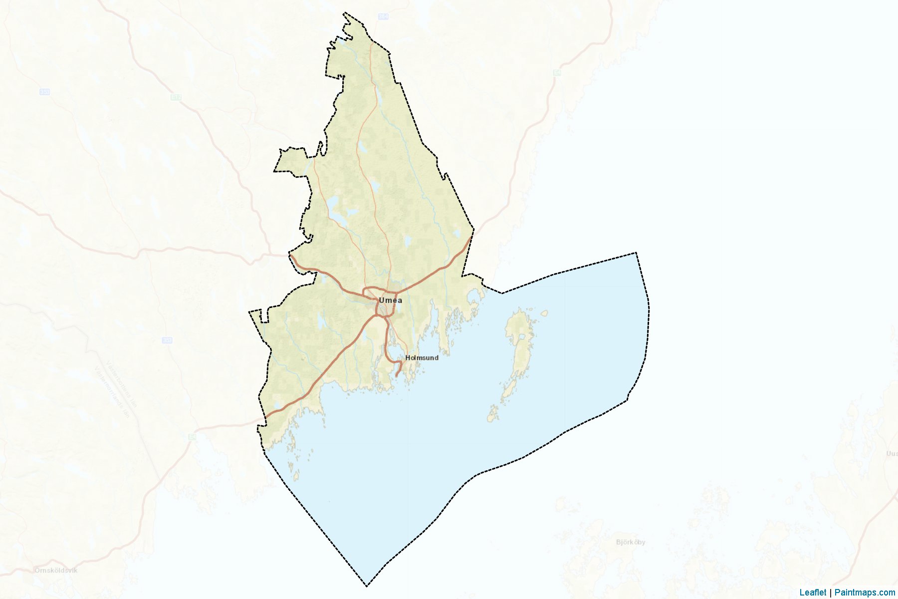 Umea (Vasterbotten County) Map Cropping Samples-2