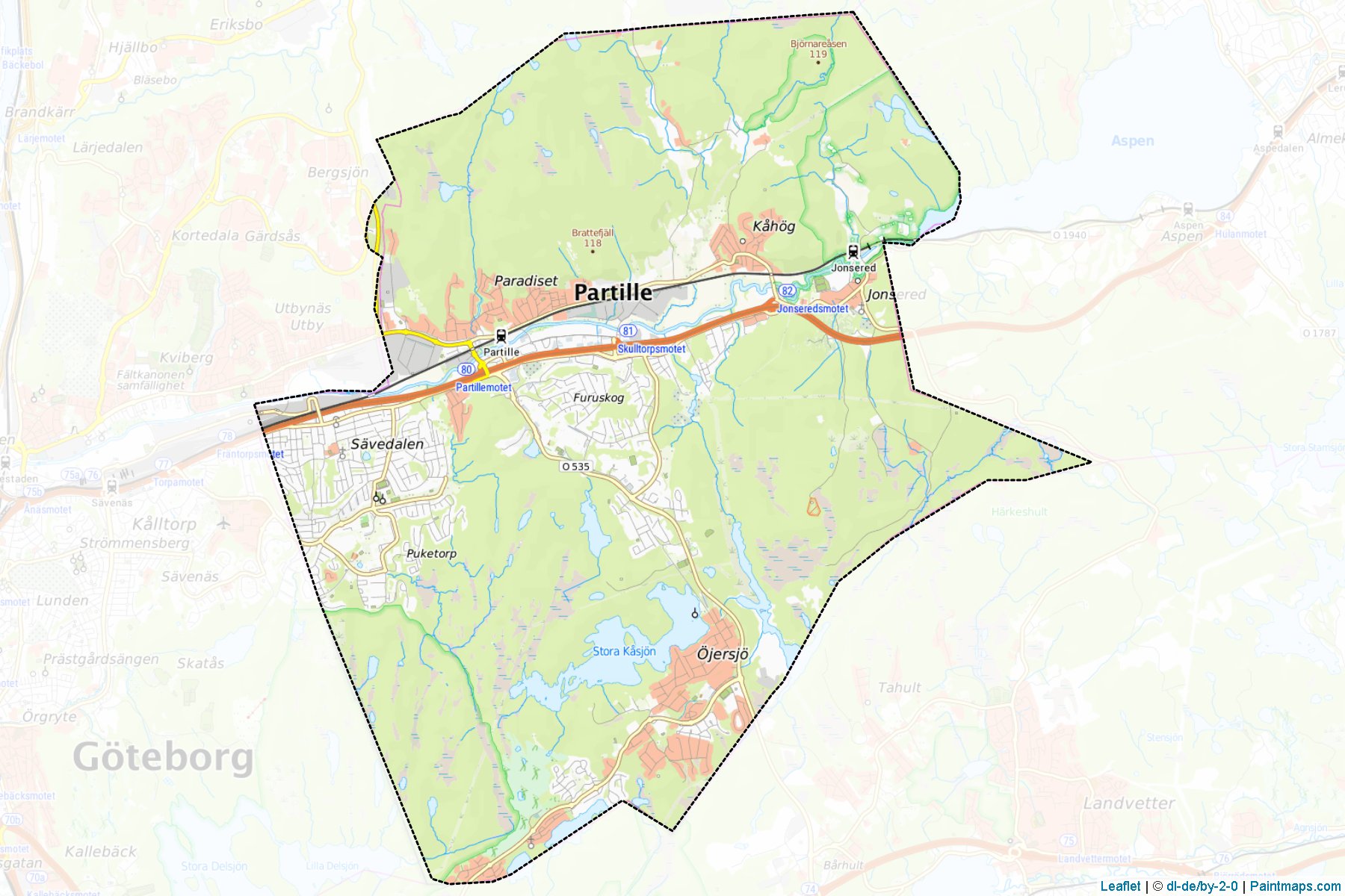 Muestras de recorte de mapas Partille (Vastra Gotaland)-1