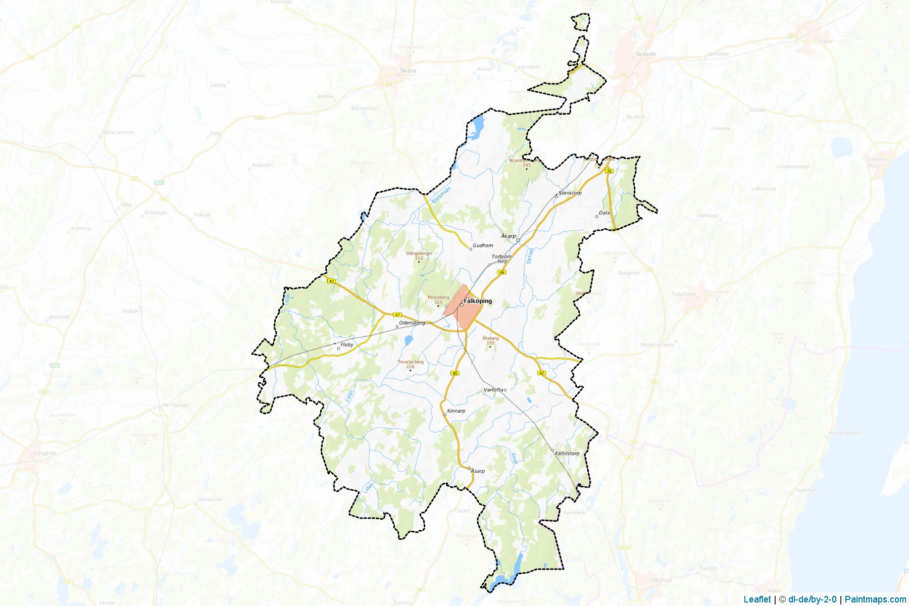 Muestras de recorte de mapas Falkoping (Vastra Gotaland)-1