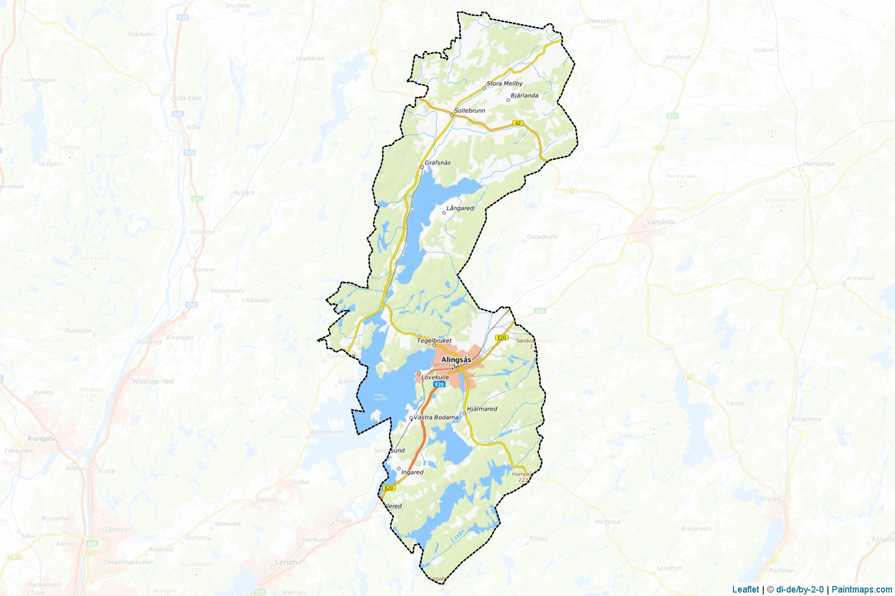 Muestras de recorte de mapas Alingsas (Vastra Gotaland)-1