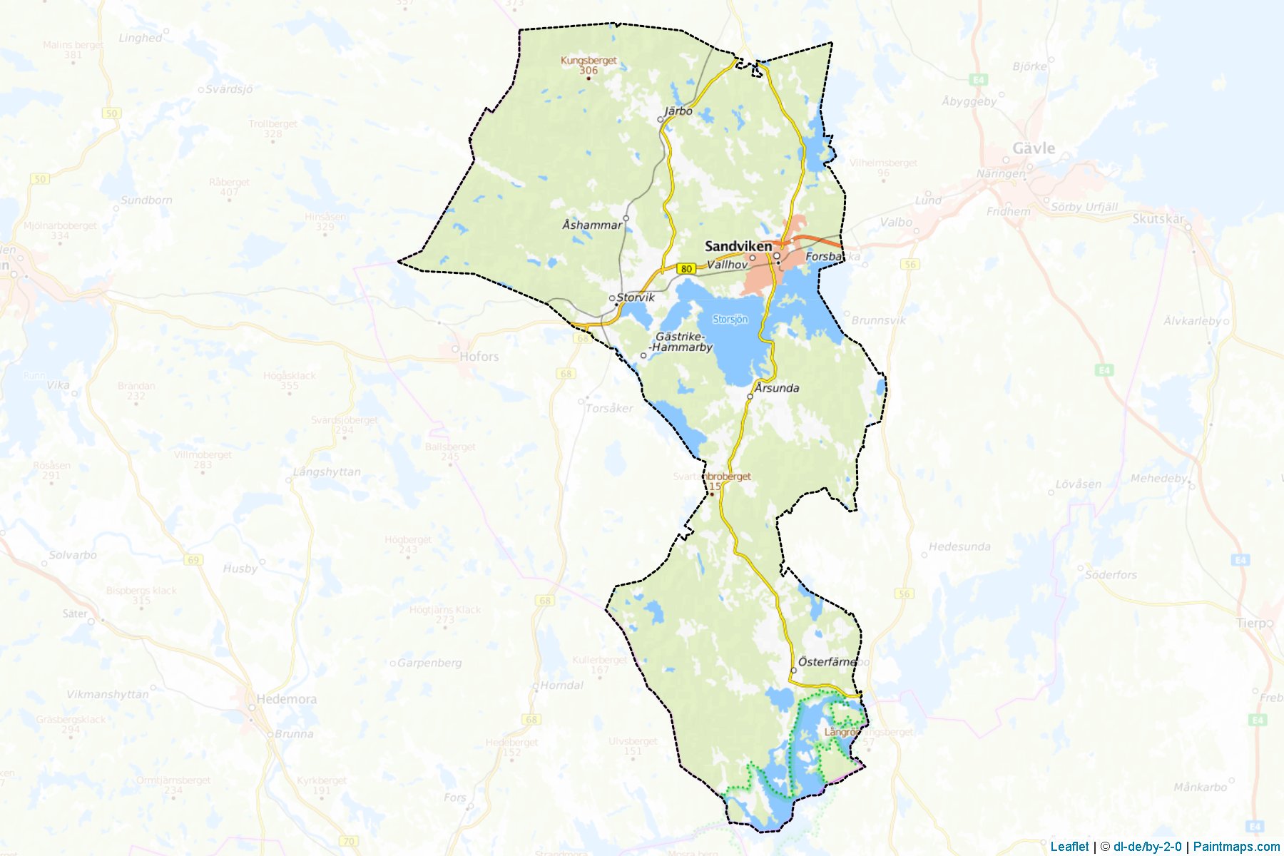 Sandviken (Gävleborg ili) Haritası Örnekleri-1