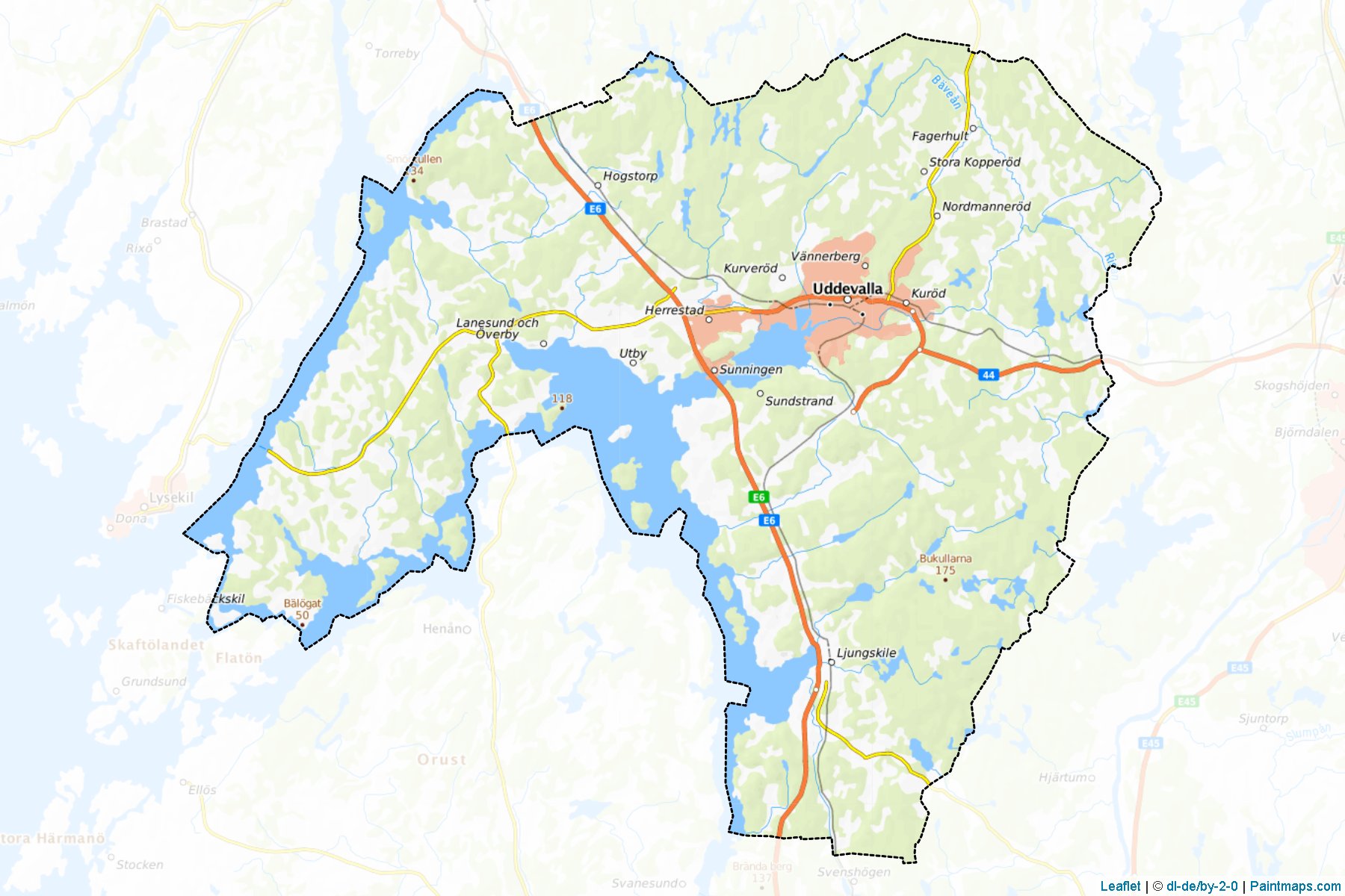 Muestras de recorte de mapas Uddevalla (Vastra Gotaland)-1