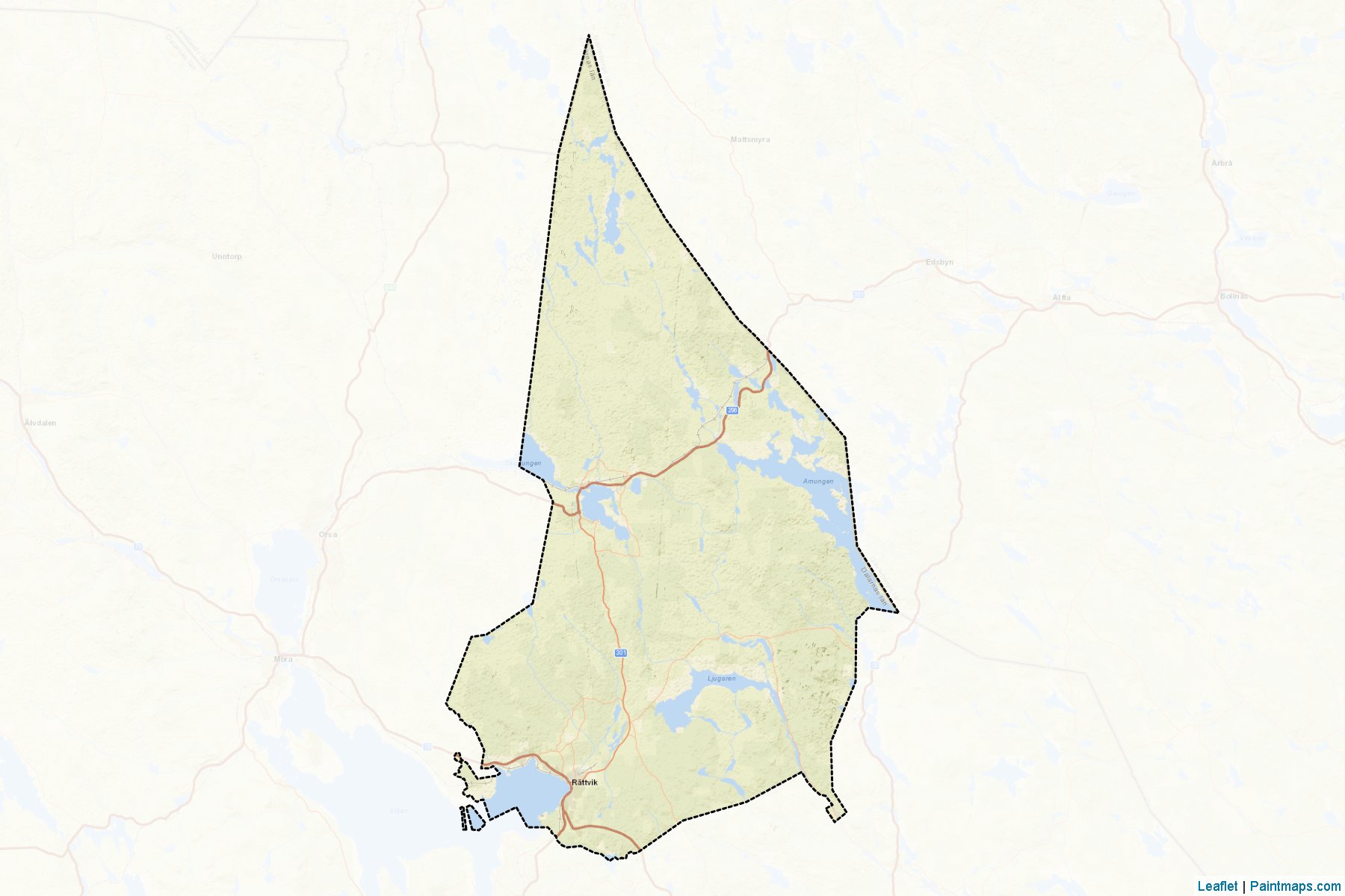 Muestras de recorte de mapas Rattvik (Dalarna)-2