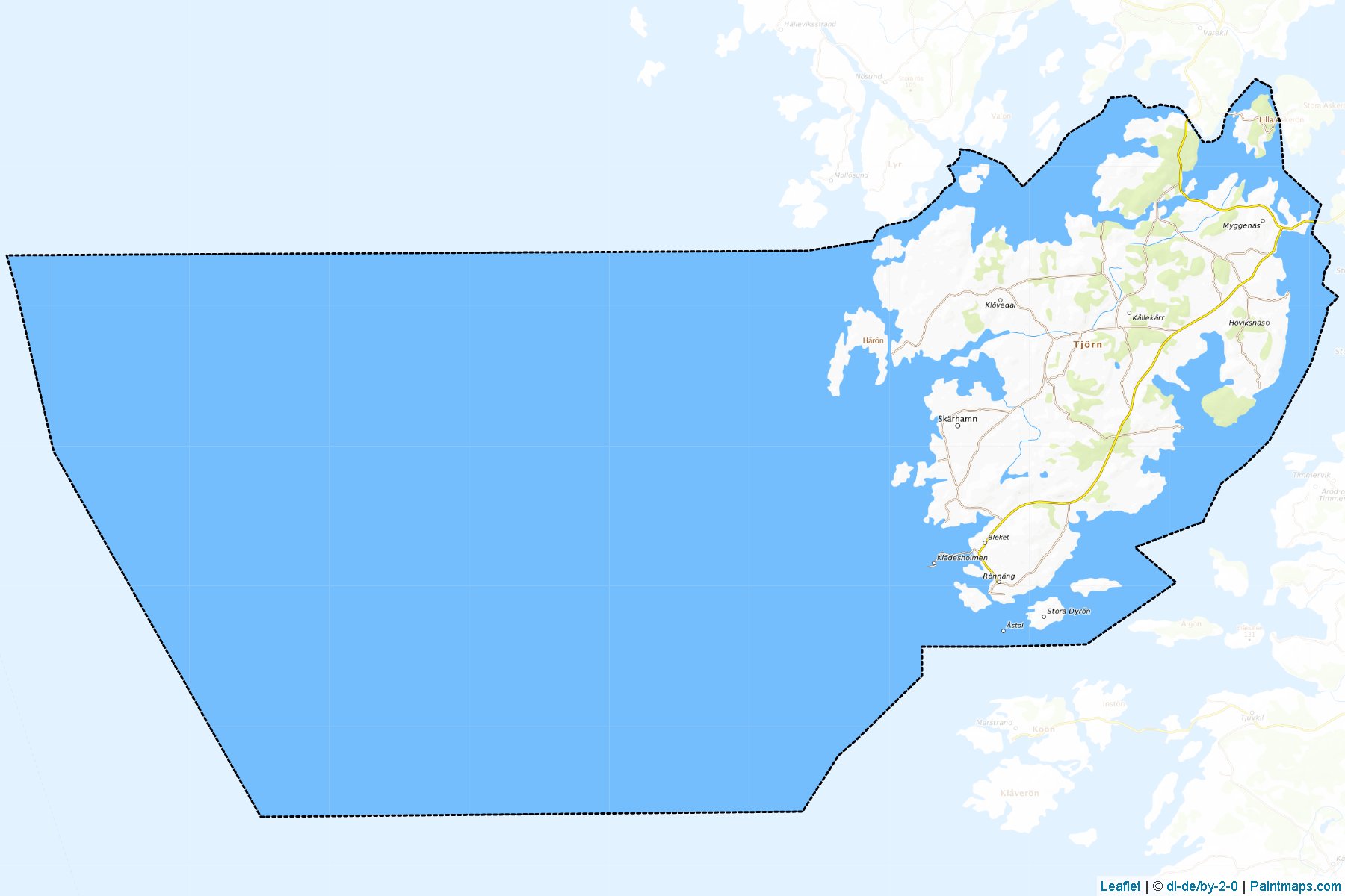 Muestras de recorte de mapas Tjorn (Vastra Gotaland)-1