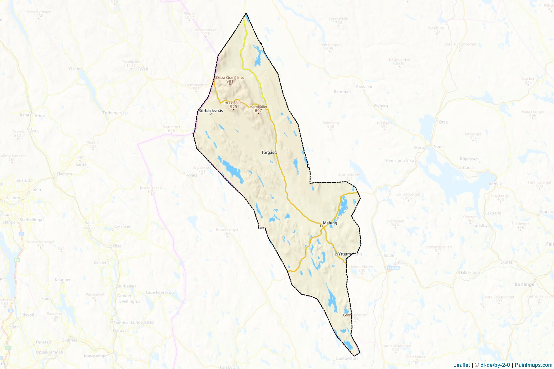 Muestras de recorte de mapas Malung-Salen (Dalarna)-1