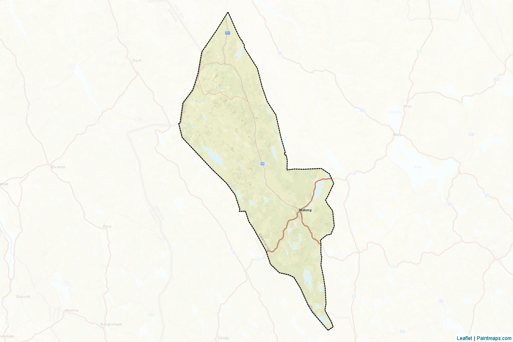 Muestras de recorte de mapas Malung-Salen (Dalarna)-2