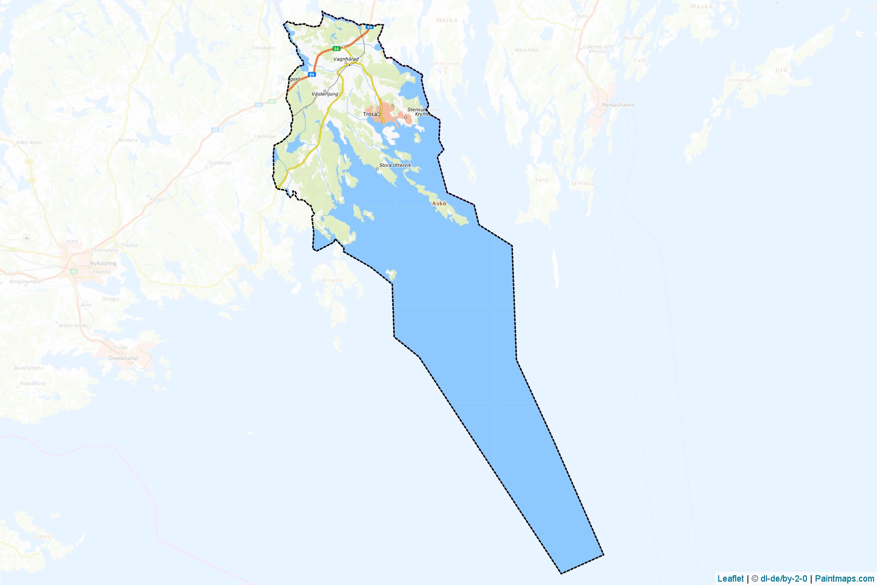 Muestras de recorte de mapas Trosa (Sodermanland)-1