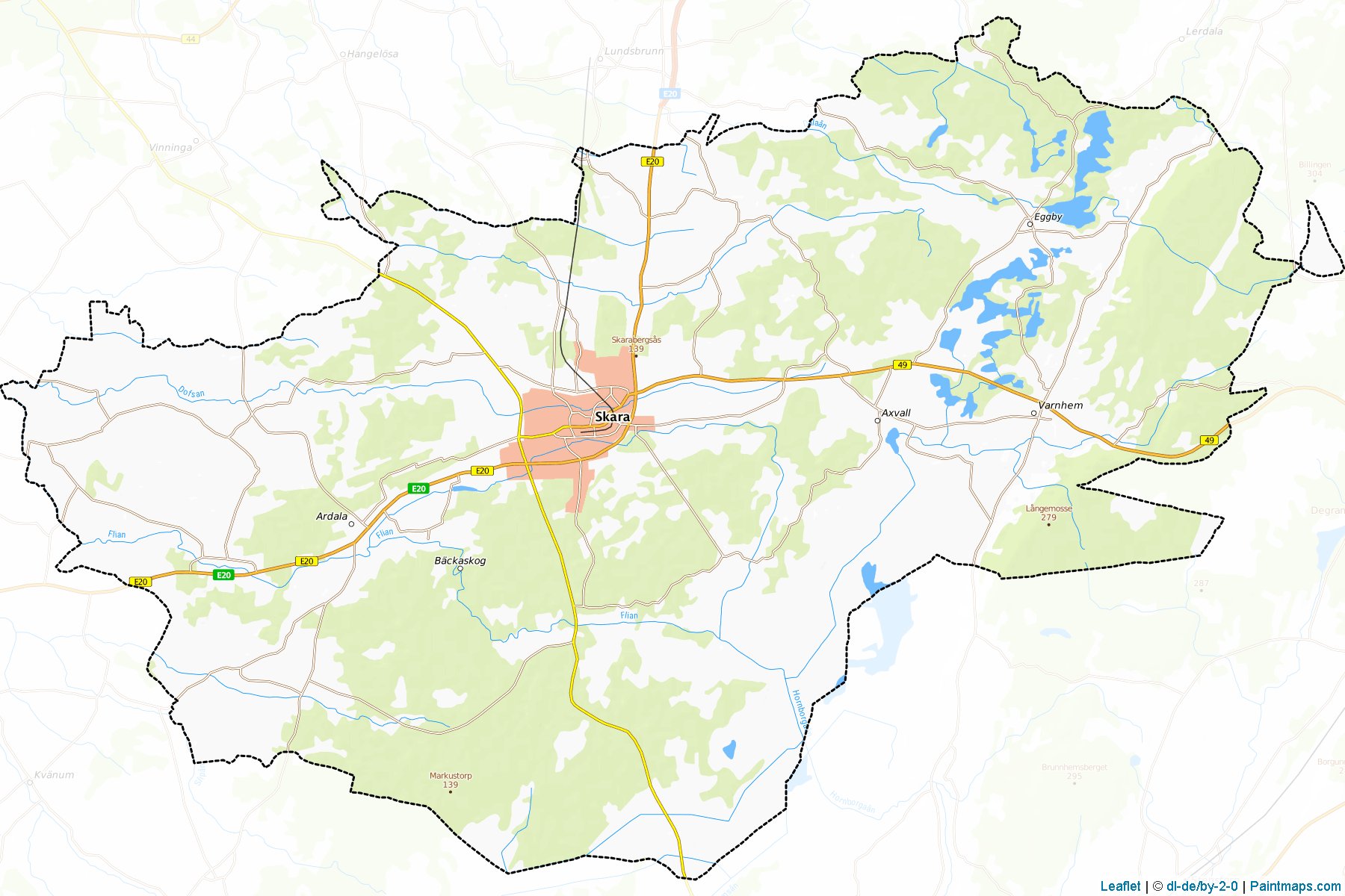 Muestras de recorte de mapas Skara (Vastra Gotaland)-1