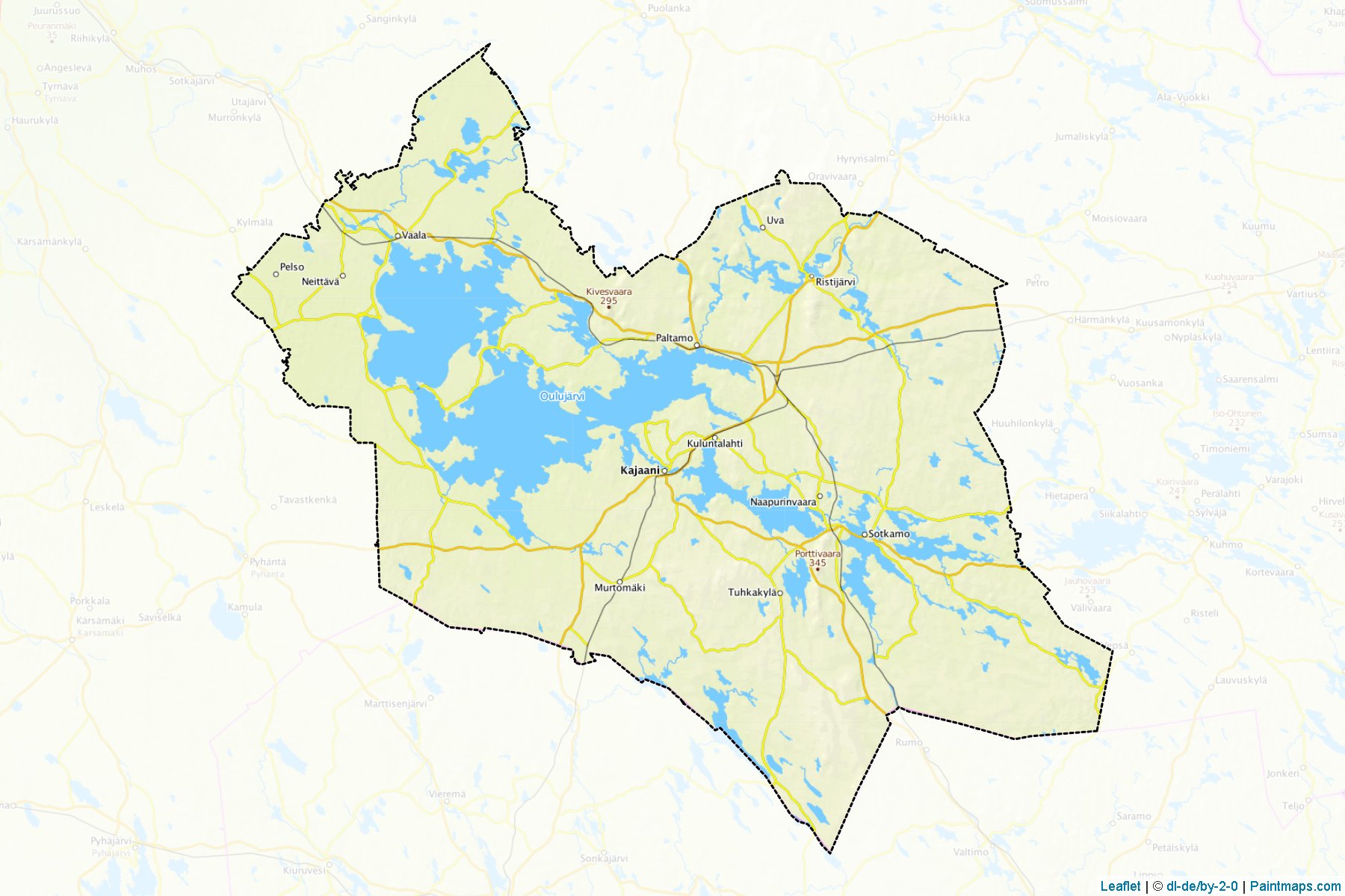 Muestras de recorte de mapas Kajaani (Kainuu)-1