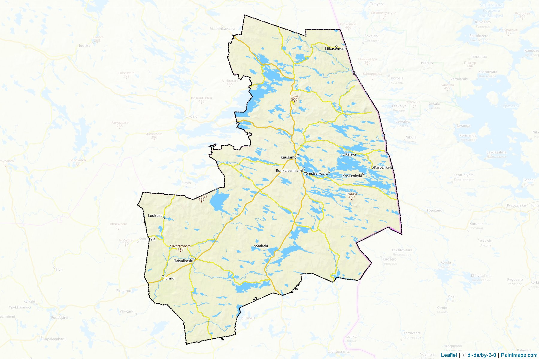 Muestras de recorte de mapas Koillismaa (Northern Ostrobothnia)-1