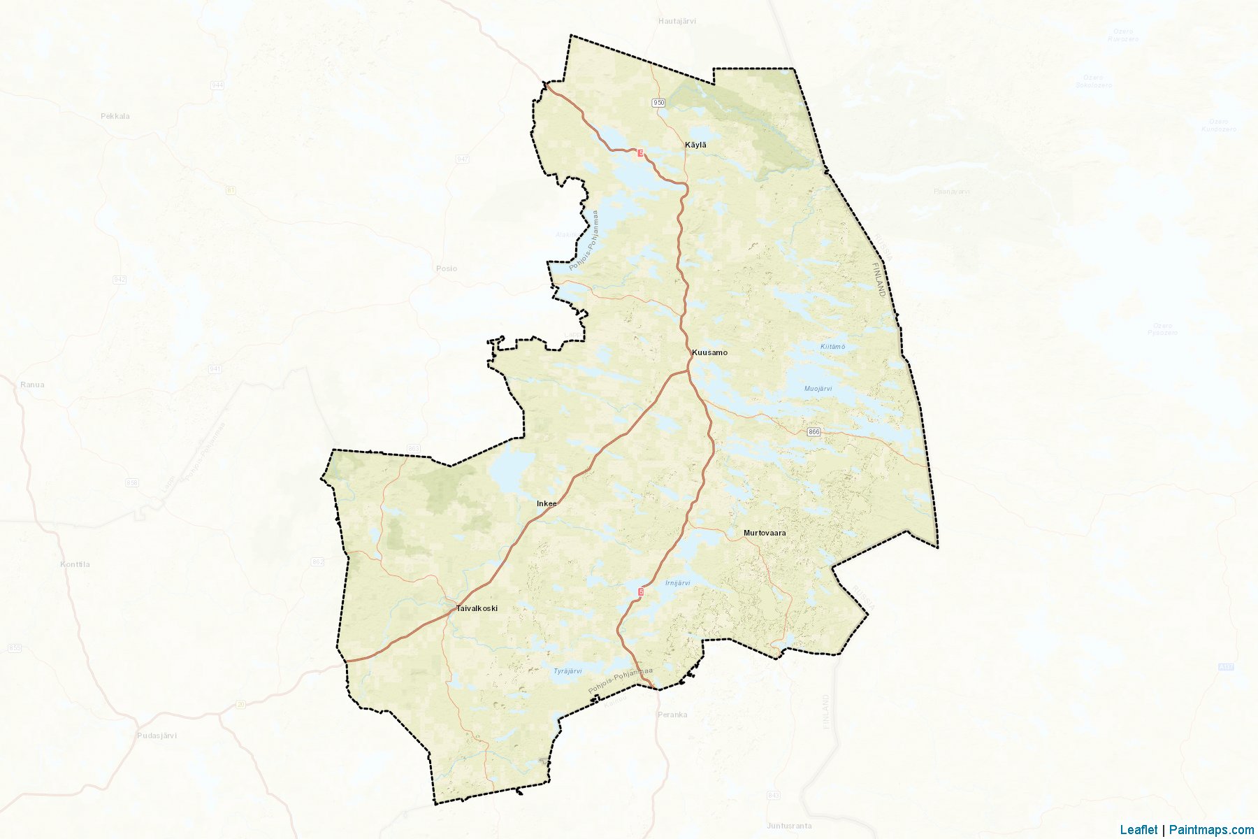 Muestras de recorte de mapas Koillismaa (Northern Ostrobothnia)-2