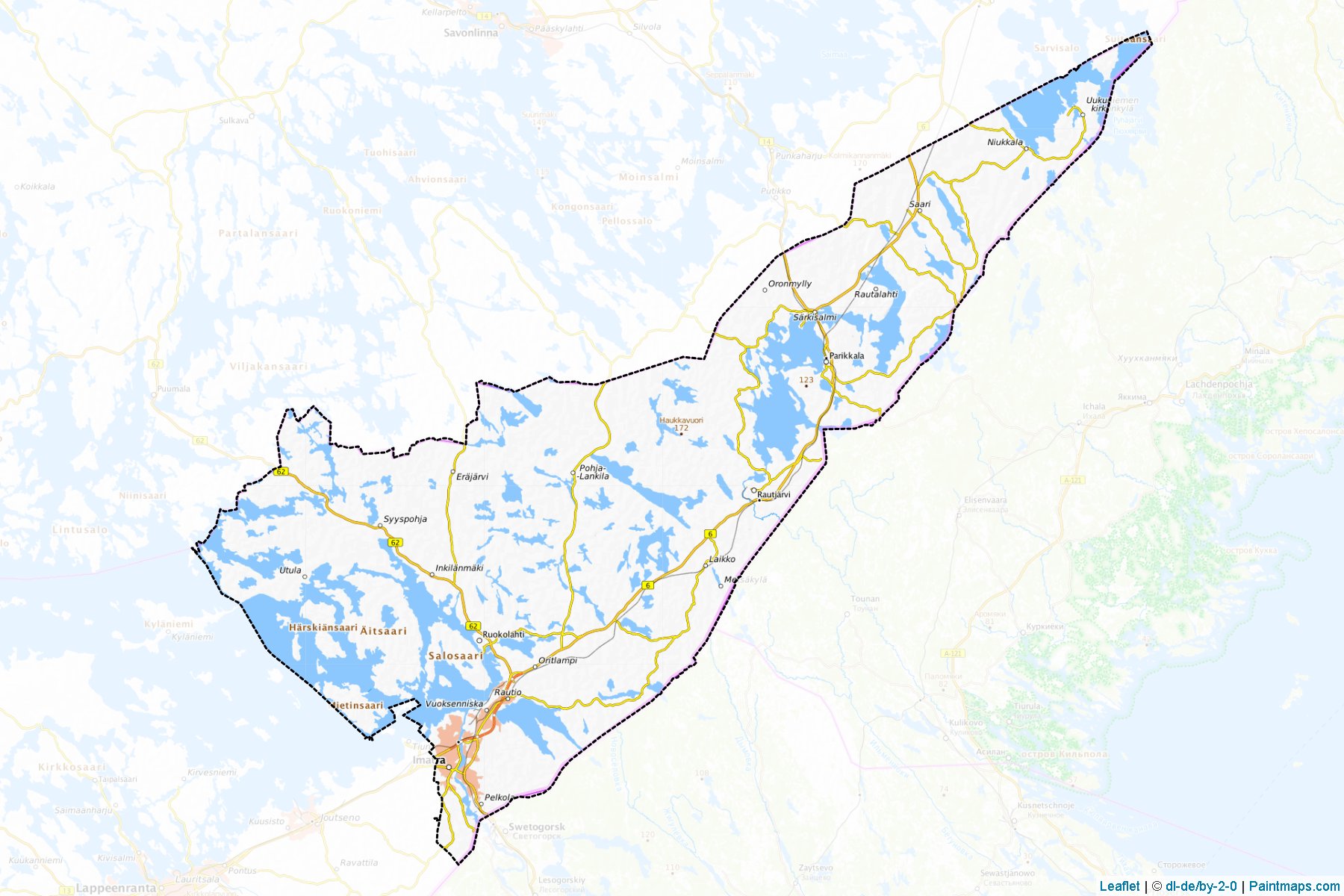 Muestras de recorte de mapas Imatra (South Karelia)-1