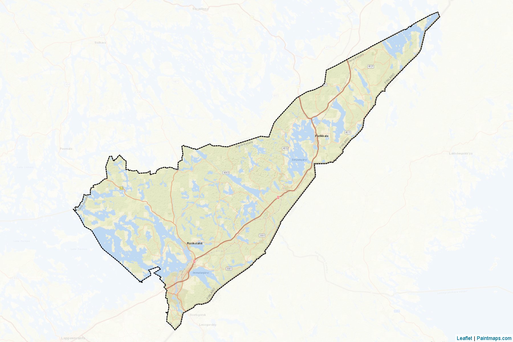 Muestras de recorte de mapas Imatra (South Karelia)-2