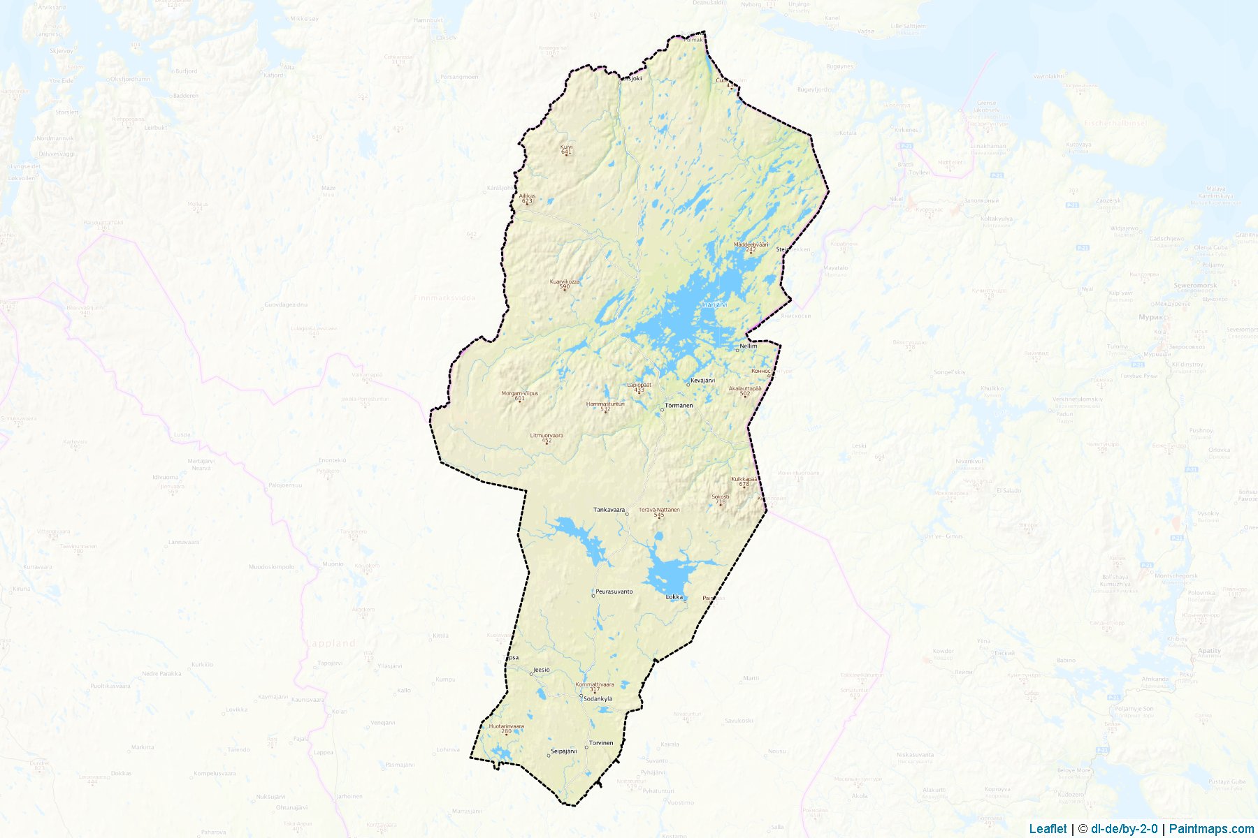 Muestras de recorte de mapas Pohjois-Lappi (Lapland)-1