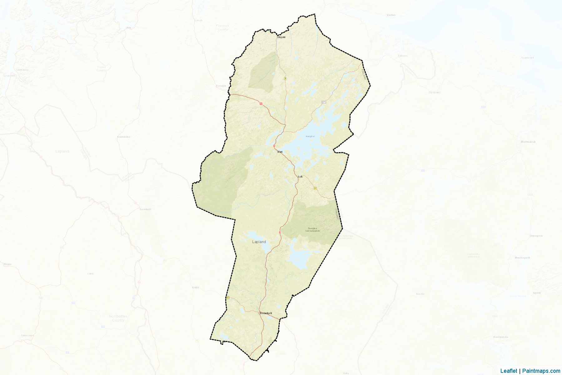 Muestras de recorte de mapas Pohjois-Lappi (Lapland)-2