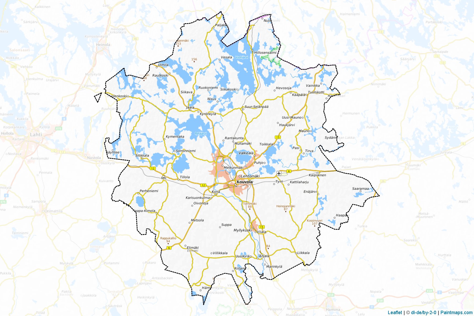 Muestras de recorte de mapas Kouvola (Kymenlaakso)-1