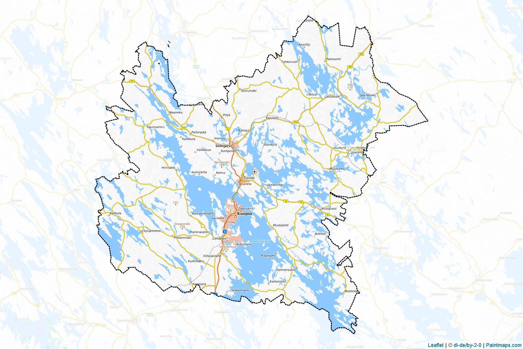 Muestras de recorte de mapas Kuopio (Northern Savonia)-1