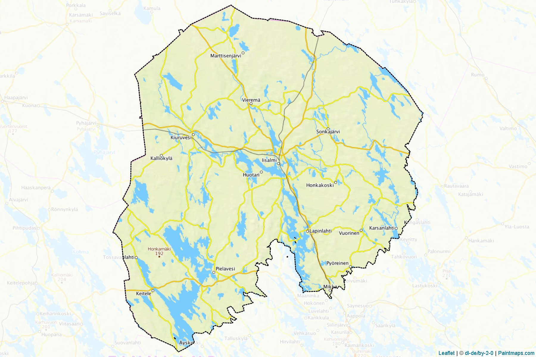 Muestras de recorte de mapas Yla-Savo (Northern Savonia)-1