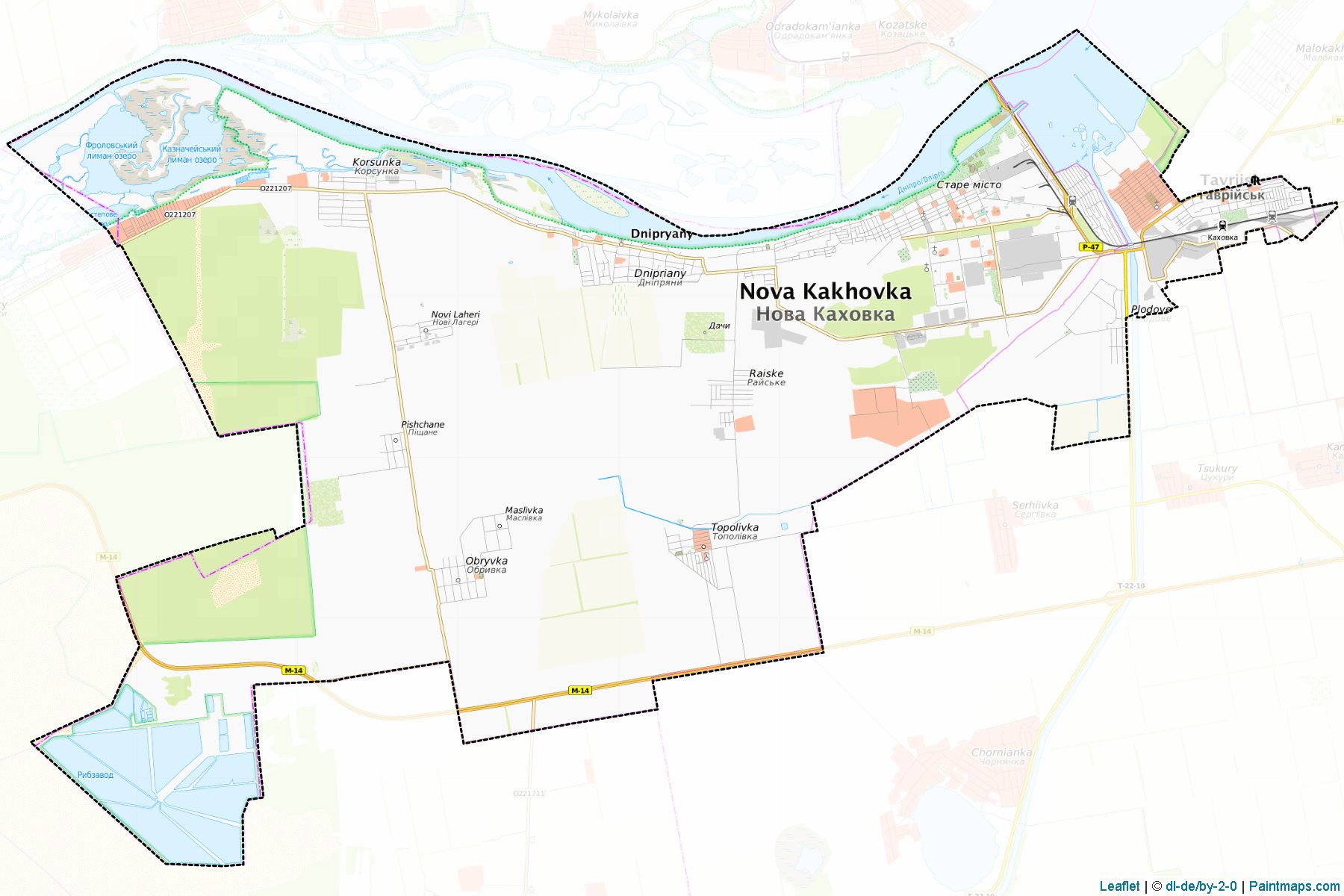 Muestras de recorte de mapas Novokakhovska (Kherson)-1