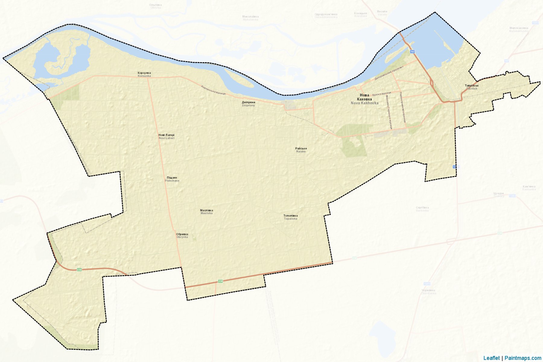 Muestras de recorte de mapas Novokakhovska (Kherson)-2