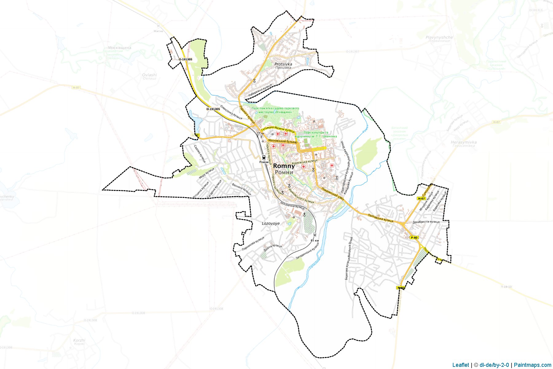 Muestras de recorte de mapas Romenska (Sumy)-1