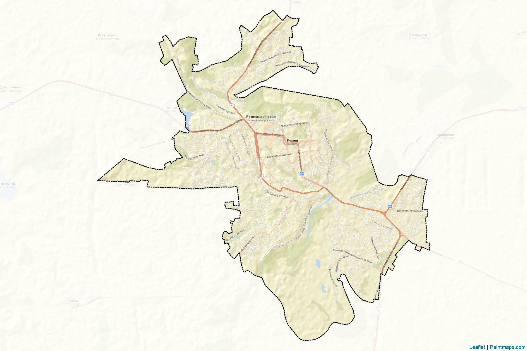 Muestras de recorte de mapas Romenska (Sumy)-2