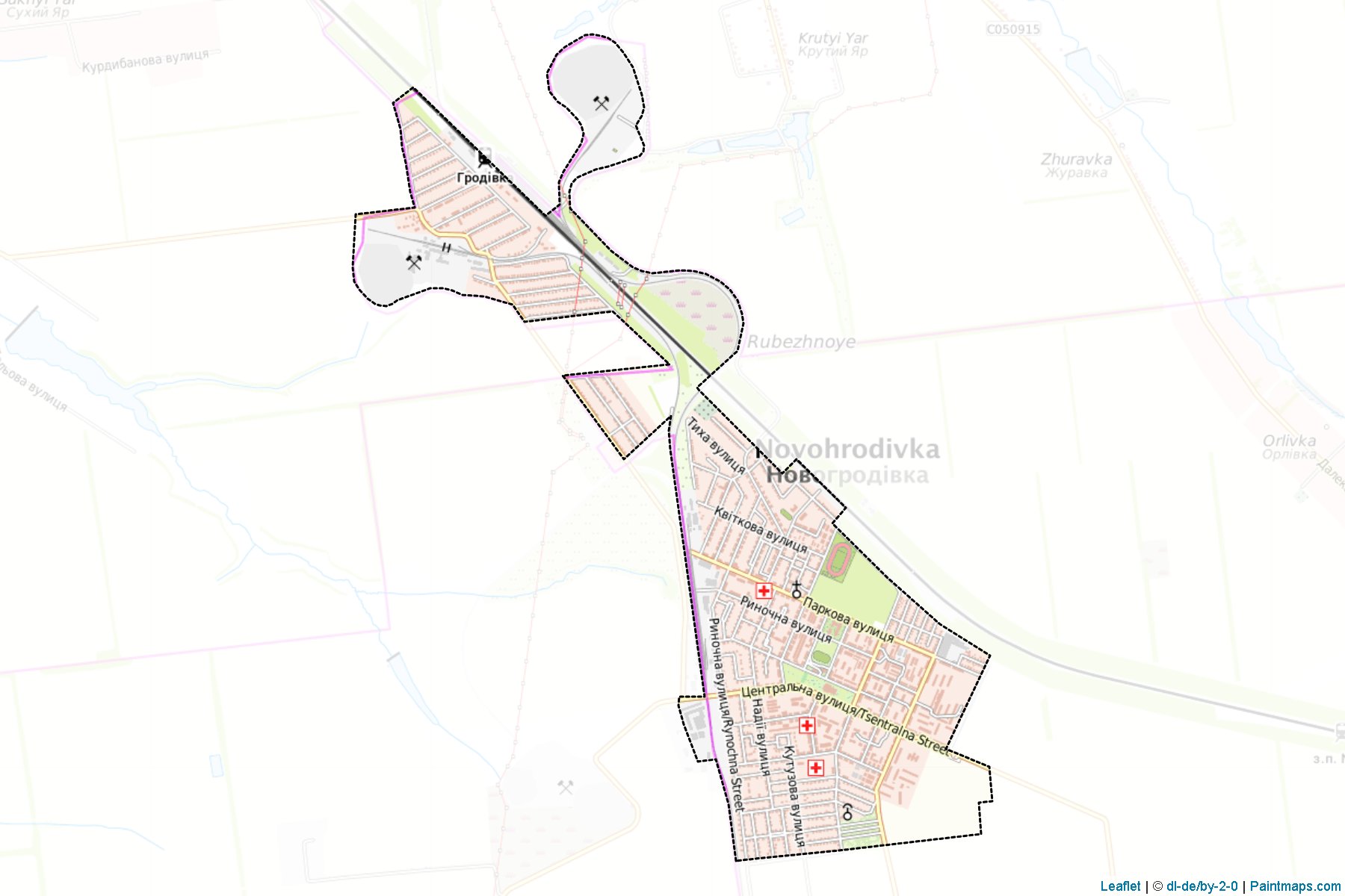 Muestras de recorte de mapas Novohrodivska (Donetsk)-1