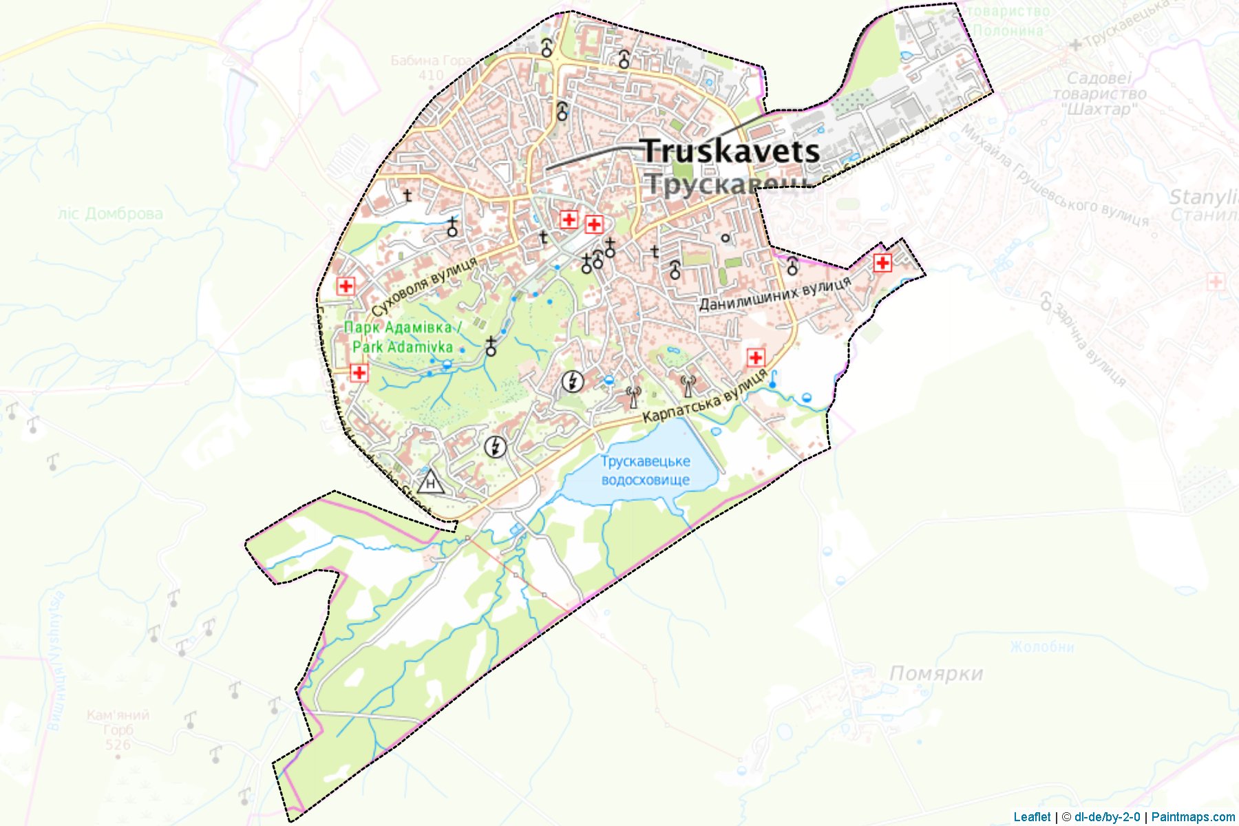 Muestras de recorte de mapas Truskavetska (Lviv)-1