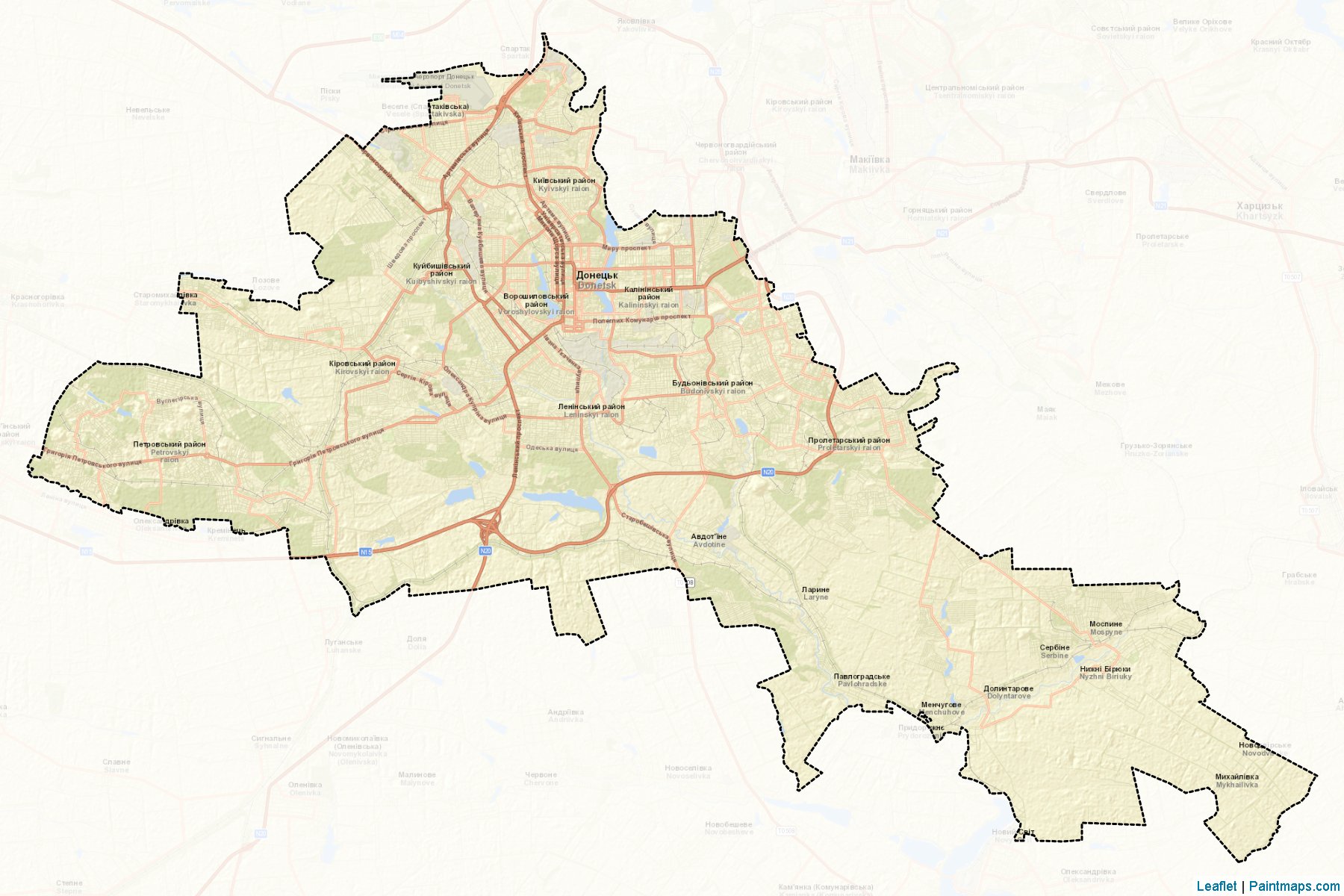 Muestras de recorte de mapas Donetska (Donetsk)-2