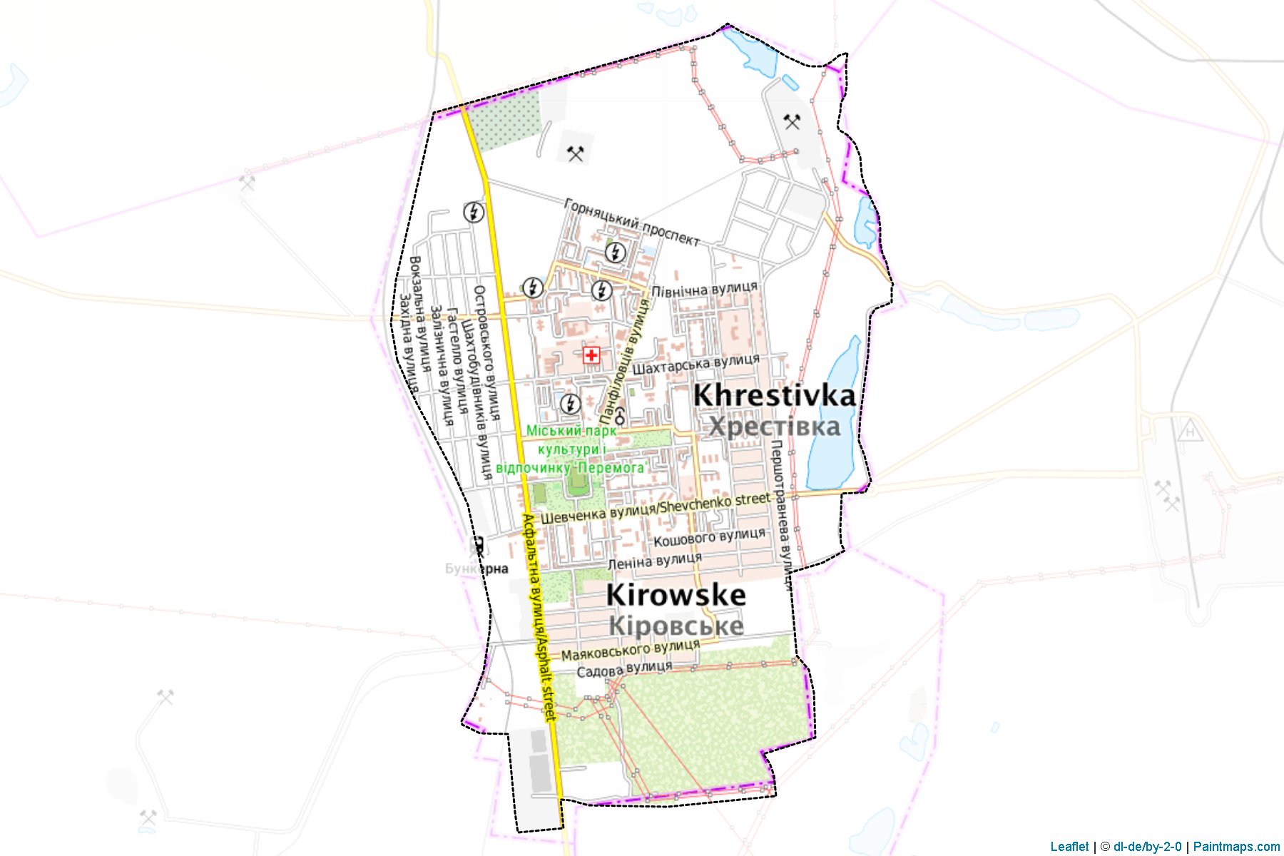 Muestras de recorte de mapas Kirovska (Donetsk)-1