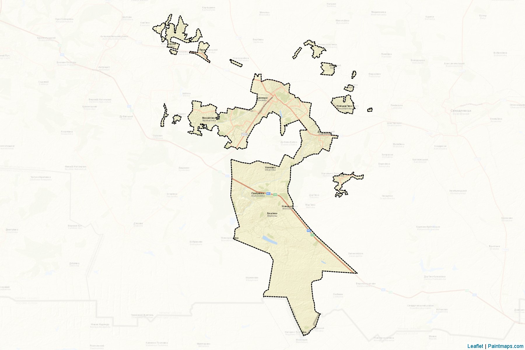 Muestras de recorte de mapas Rovenkivska (Luhansk)-2