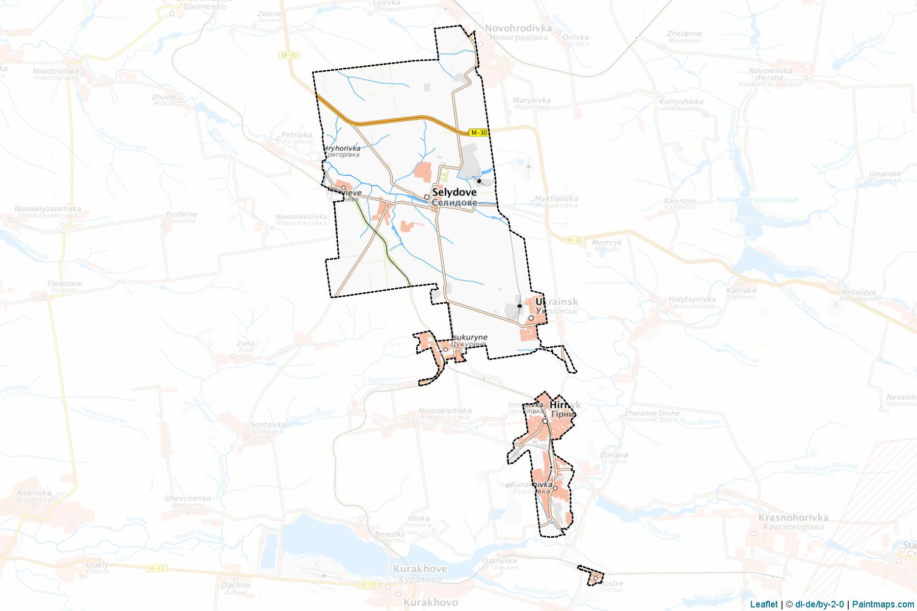 Muestras de recorte de mapas Selydivska (Donetsk)-1