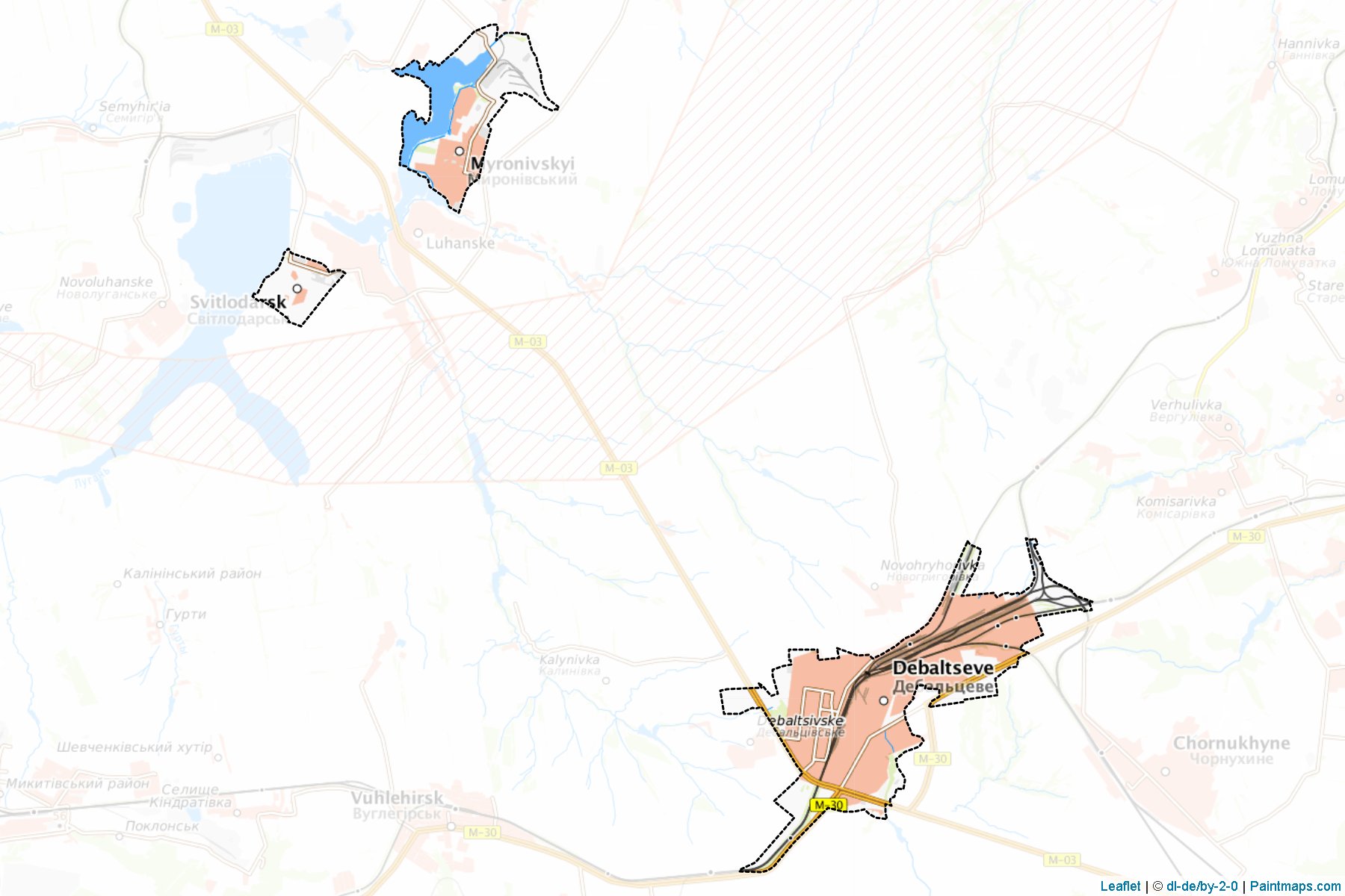 Muestras de recorte de mapas Debaltsevcka (Donetsk)-1