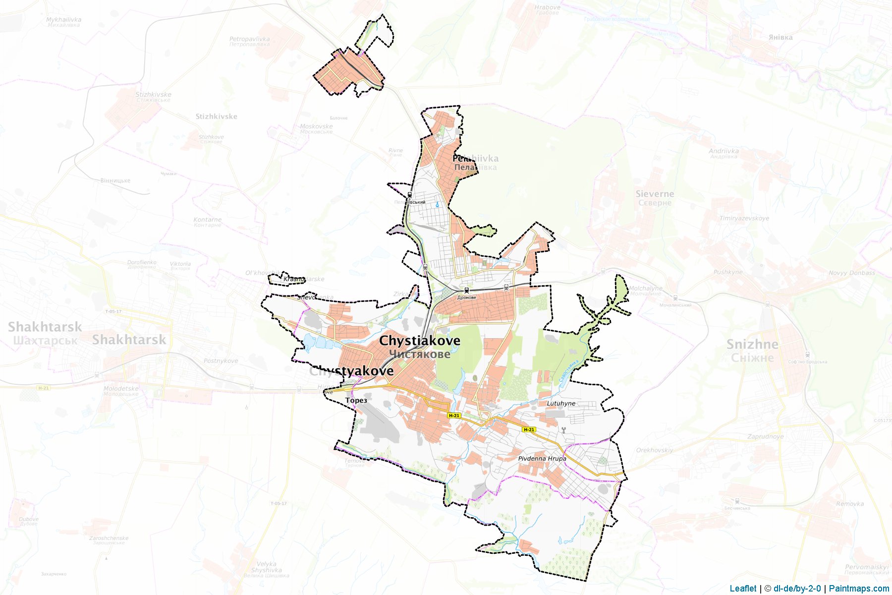 Muestras de recorte de mapas Torezka (Donetsk)-1