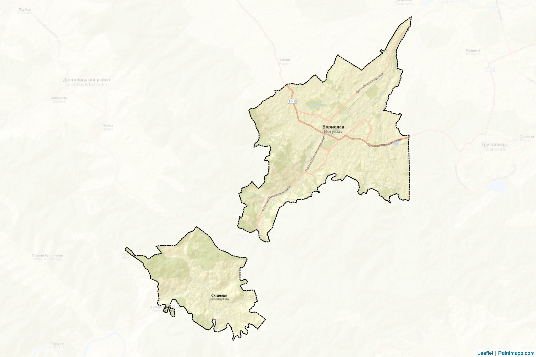 Muestras de recorte de mapas Boryslavska (Lviv)-2