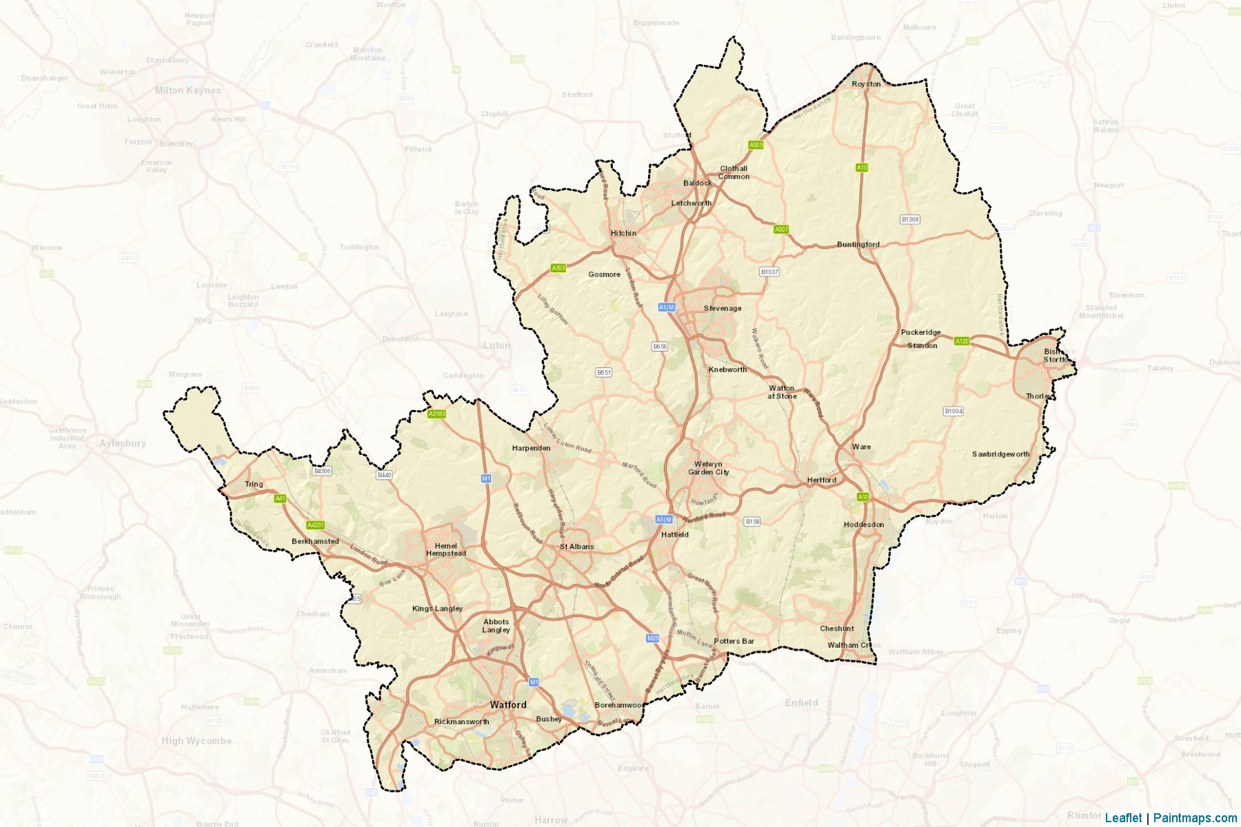 Hertfordshire (Hertfordshire) Map Cropping Samples-2