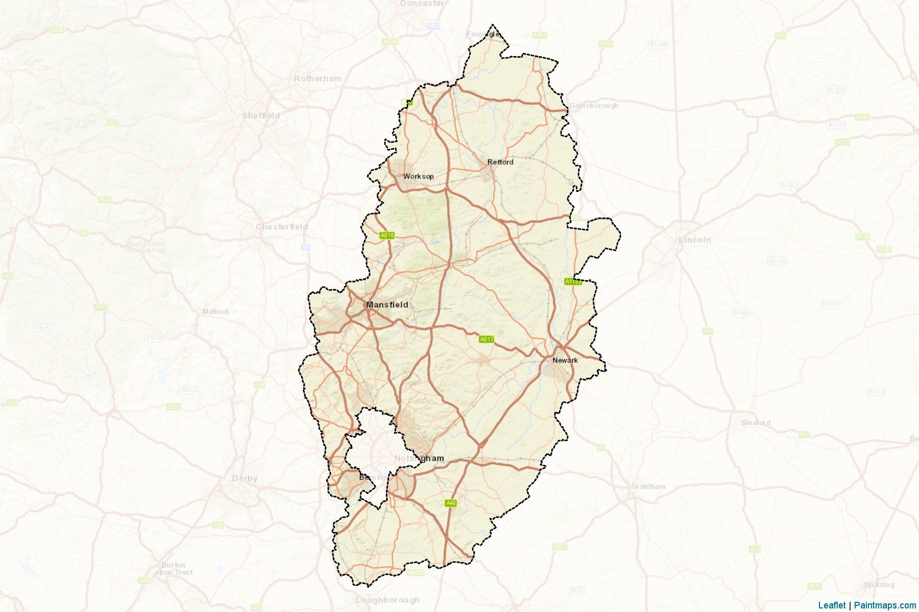 Muestras de recorte de mapas Nottinghamshire (Nottinghamshire)-2