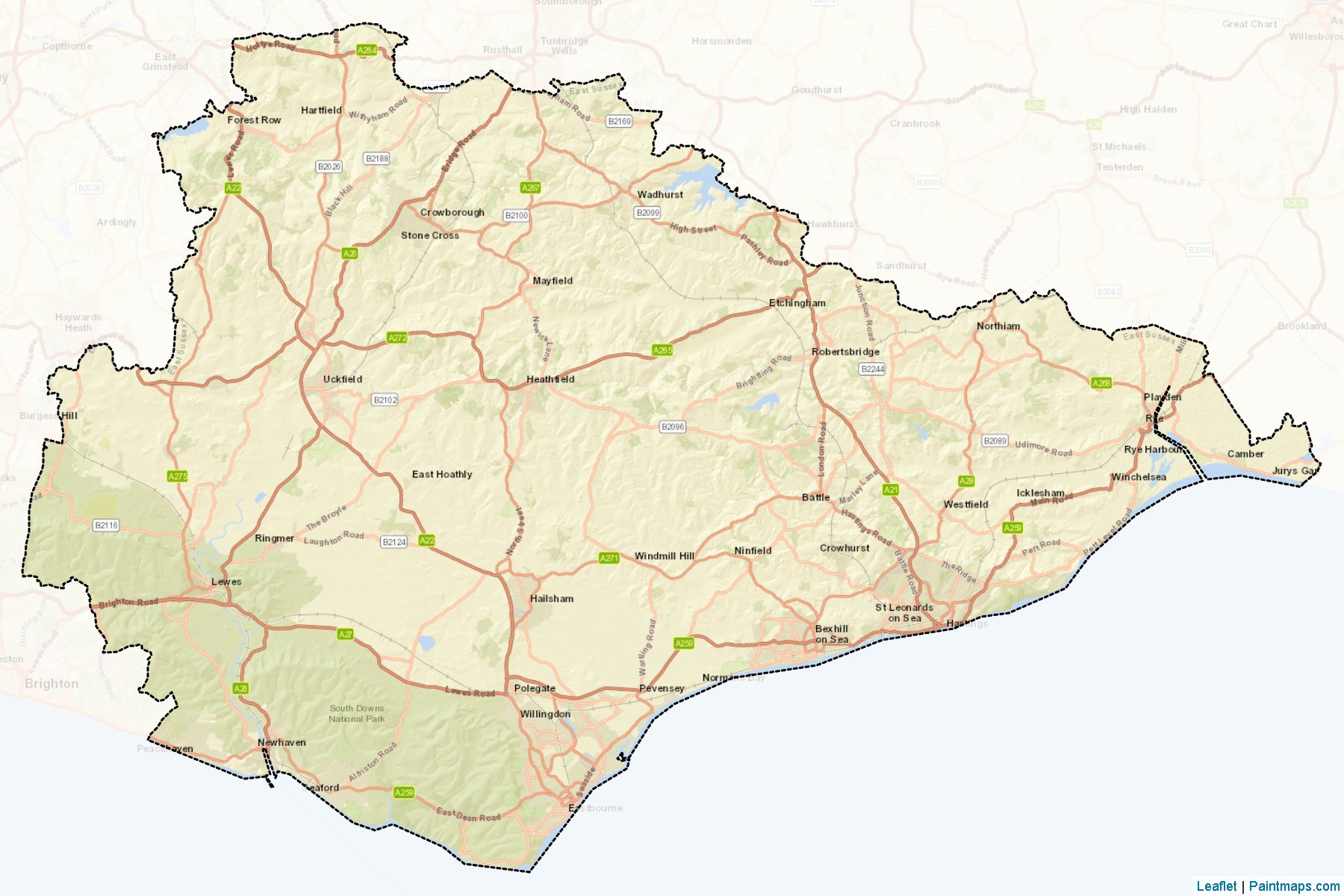 Muestras de recorte de mapas East Sussex (East Sussex)-2