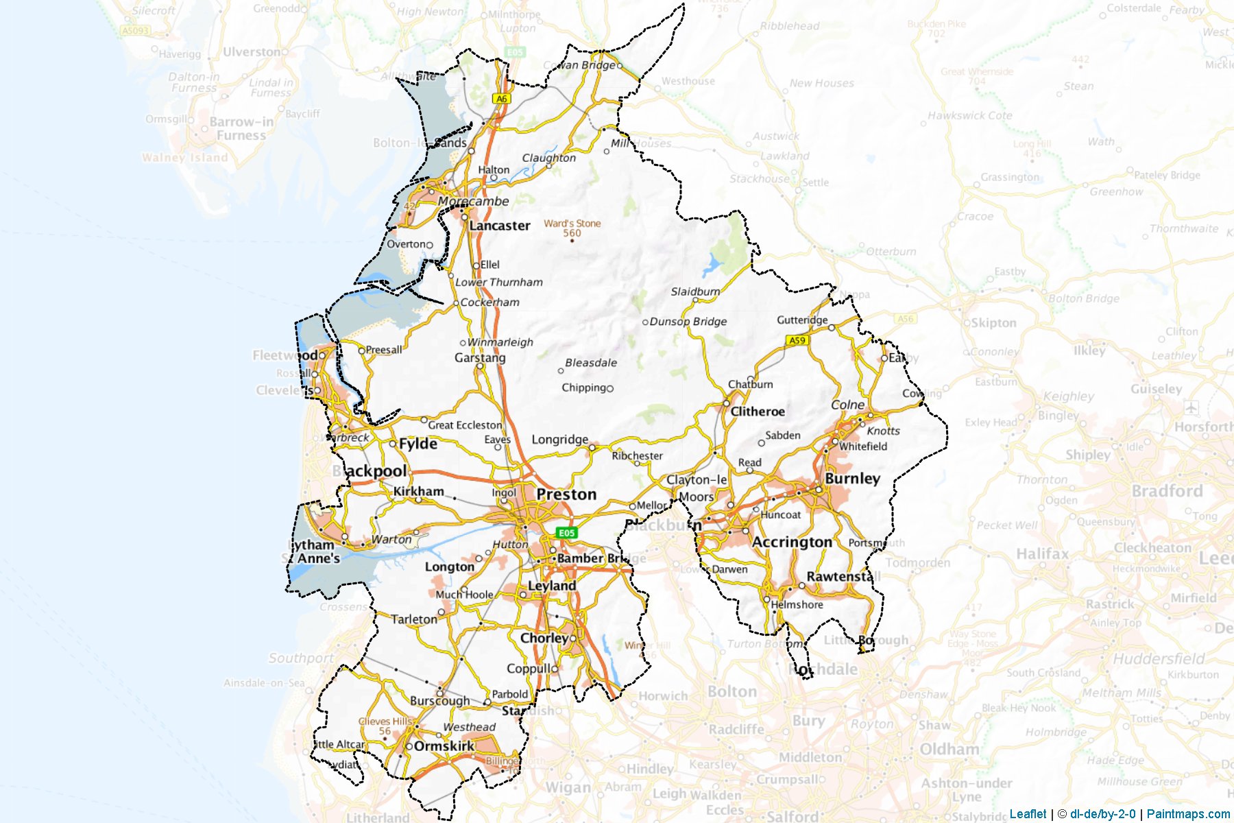 Muestras de recorte de mapas Lancashire (Lancashire)-1