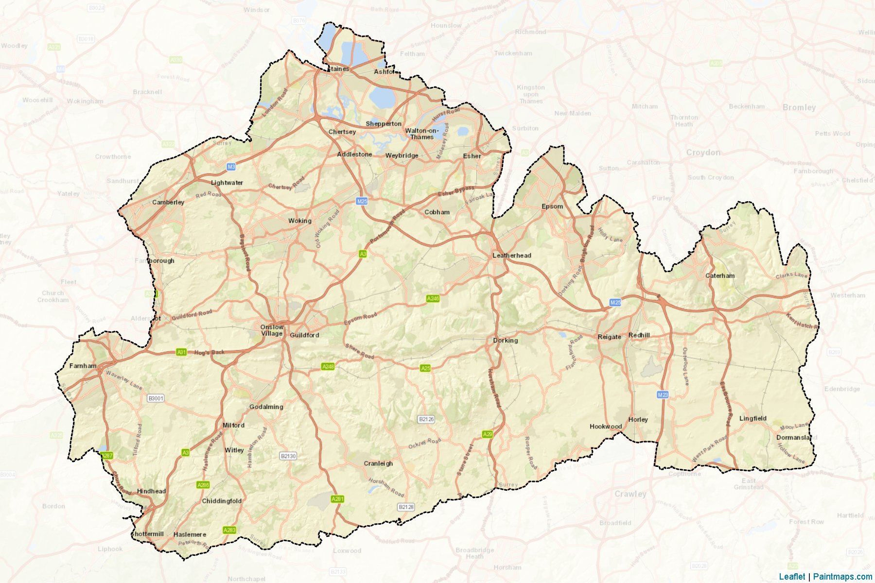 Muestras de recorte de mapas Surrey (Surrey)-2