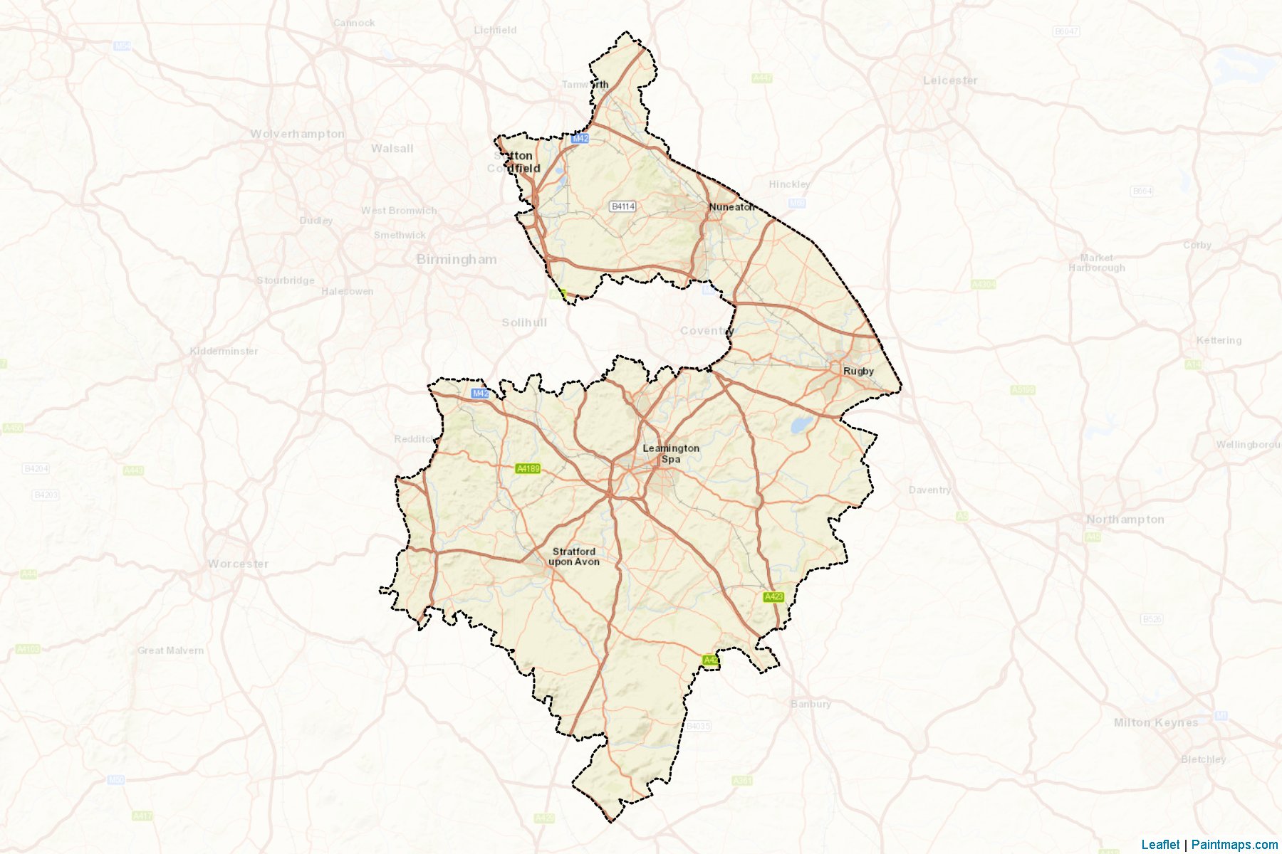 Muestras de recorte de mapas Warwickshire (Warwickshire)-2