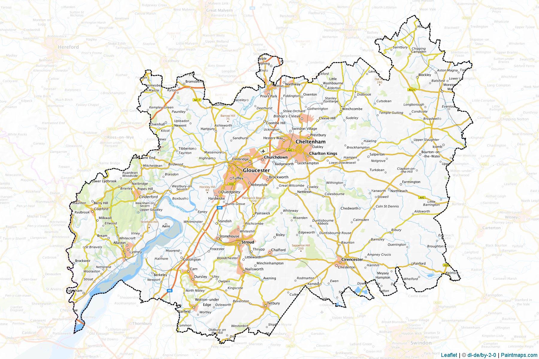 Gloucestershire (Gloucestershire) Map Cropping Samples-1