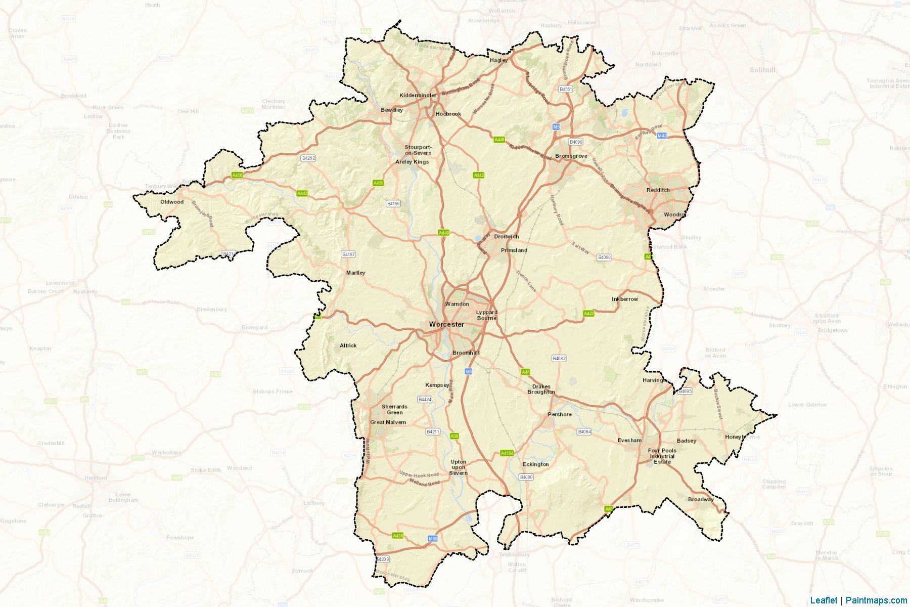 Muestras de recorte de mapas Worcestershire (Worcestershire)-2