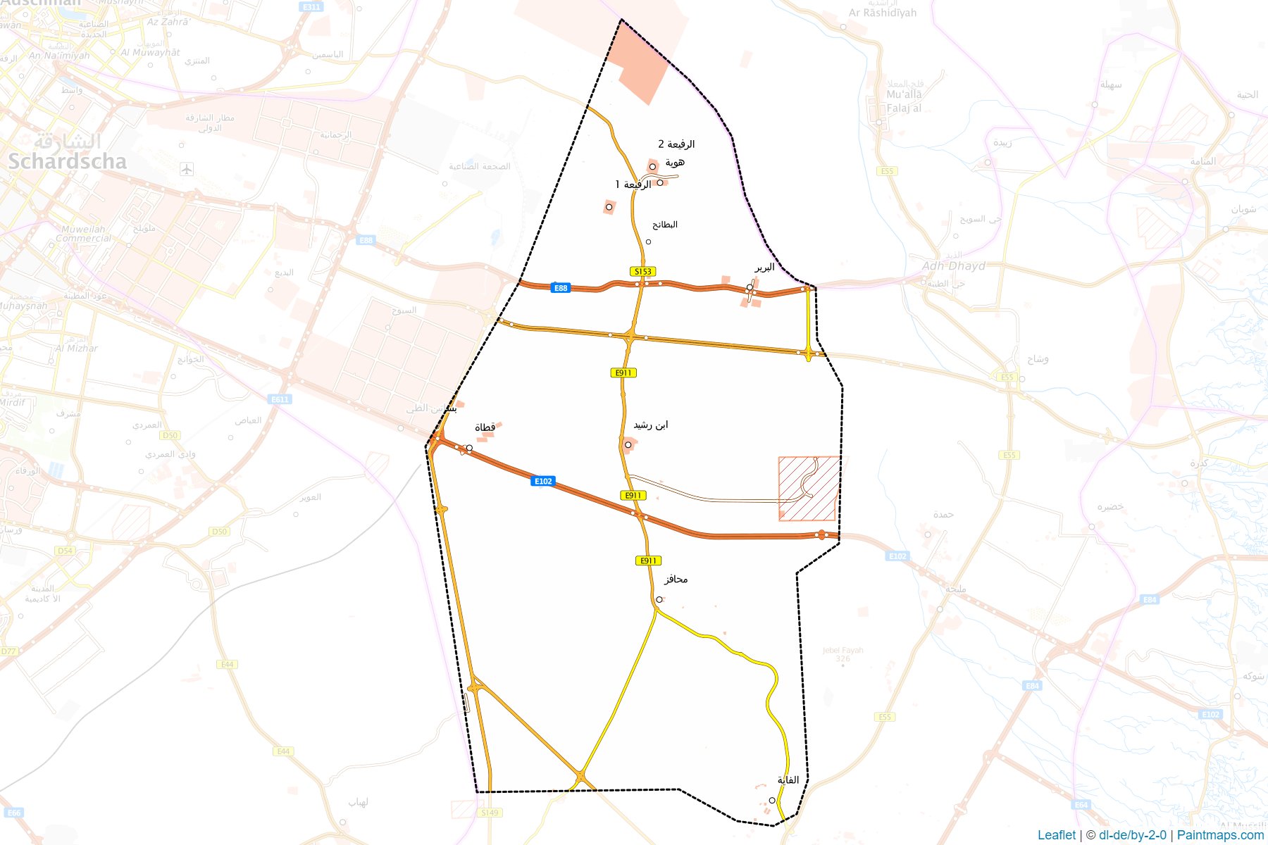 Muestras de recorte de mapas Al Bataeh (Sharjah)-1