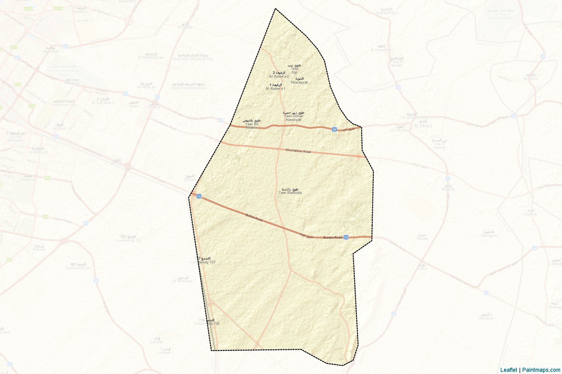 Muestras de recorte de mapas Al Bataeh (Sharjah)-2